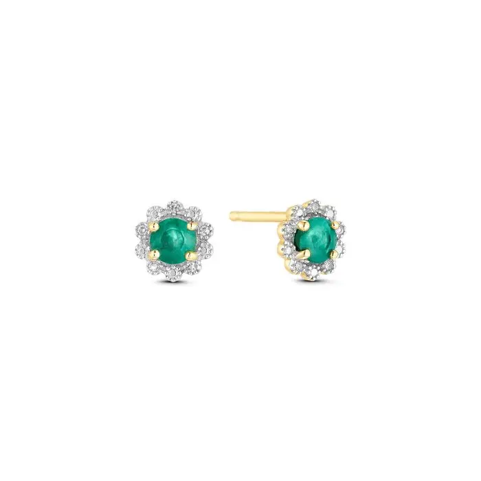 Diamant Smaragd Ohrstecker Gelbgold 585/-