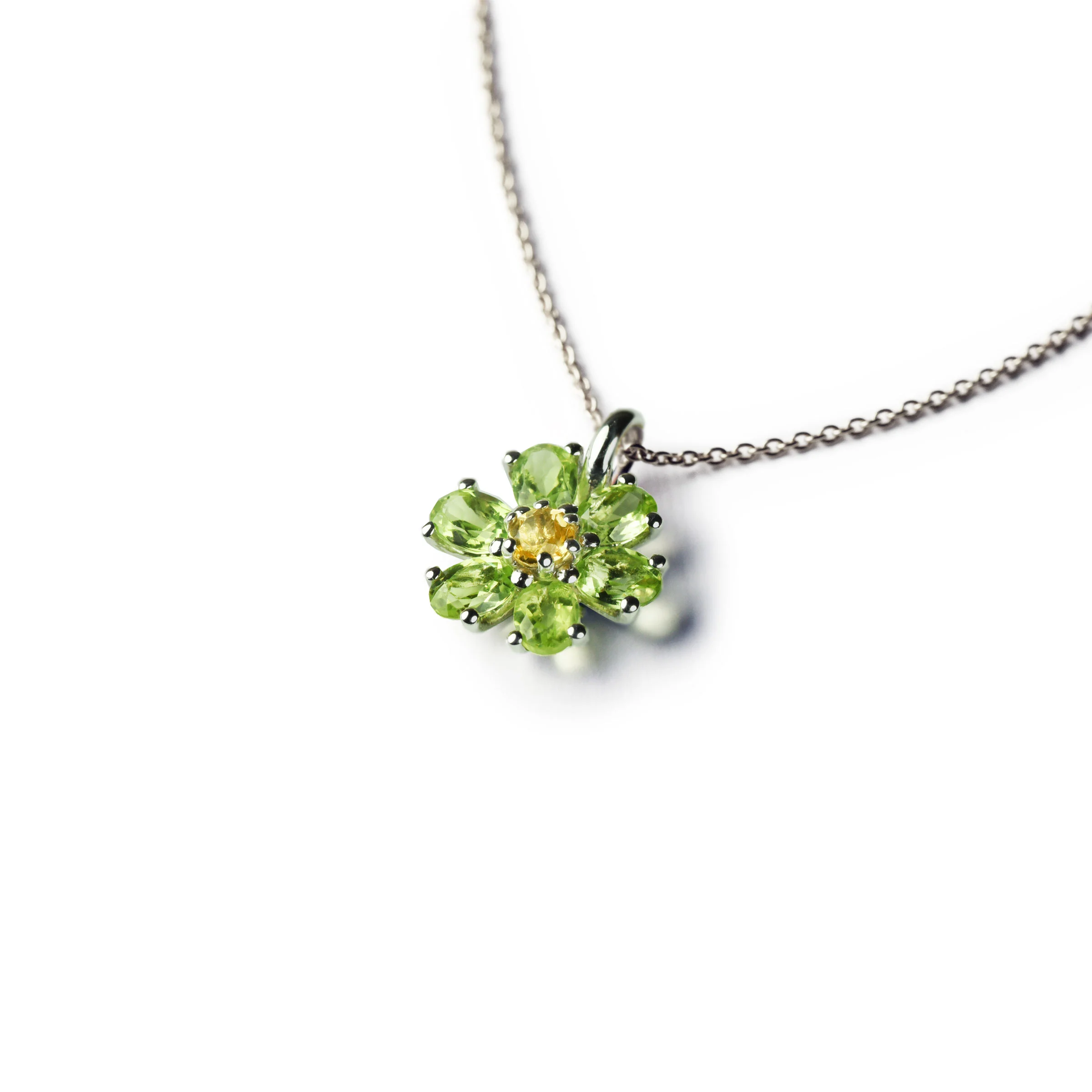 Anhänger KRISTALL BLÜTE Sterlingsilber mit Citrin und Peridot