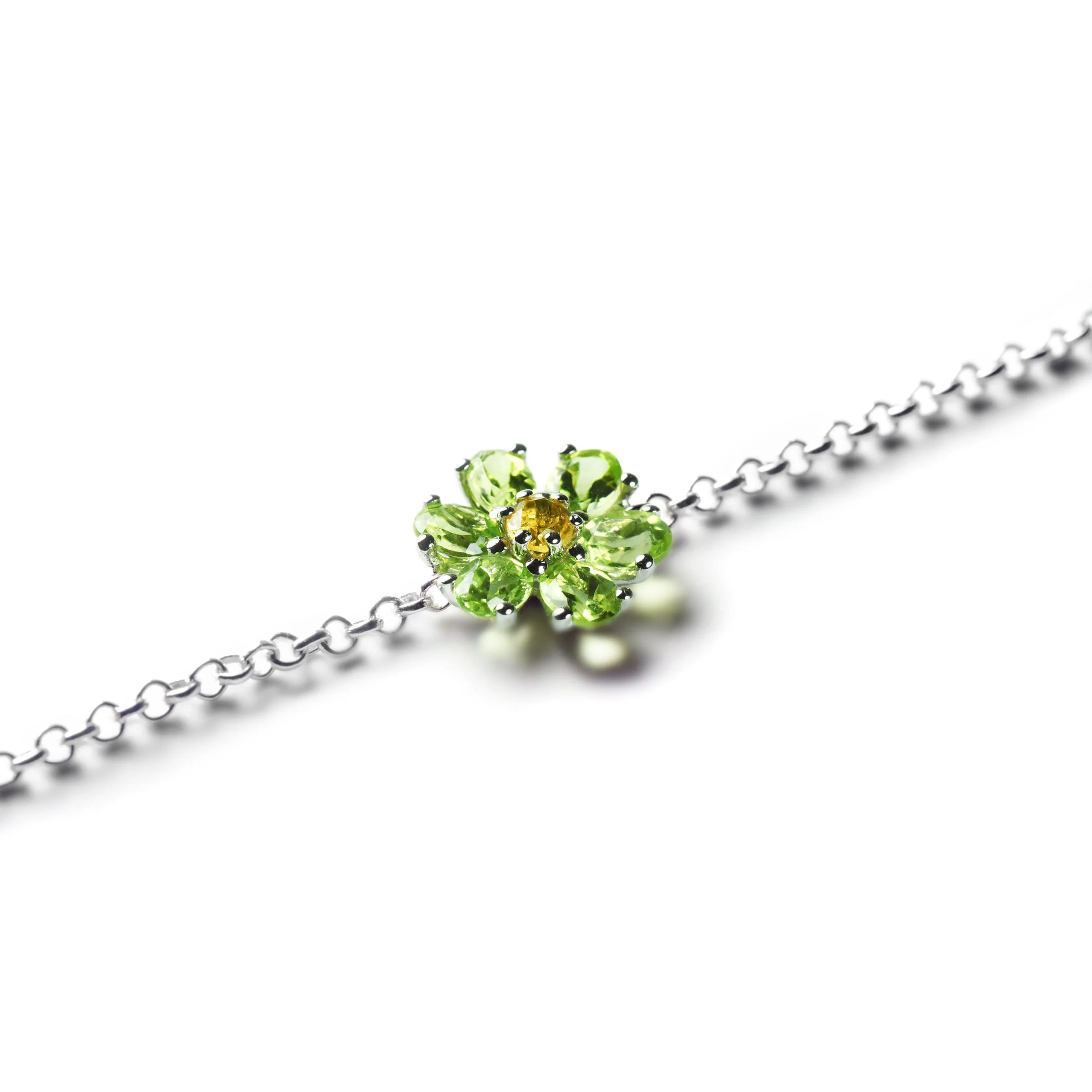 Armband KRISTALL BLÜTE Sterlingsilber mit Citrin und Peridot