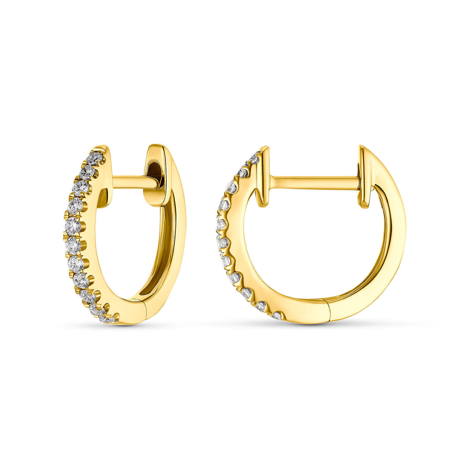 Brillant Mini Creolen "Huggie Hoops" Gelbgold 585/-
