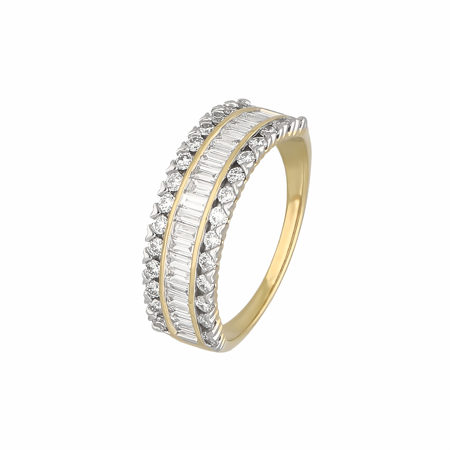Lab Grown Ring Gelbgold 585/- im Brillant- und Baguetteschliff zus. 1,00 ct.