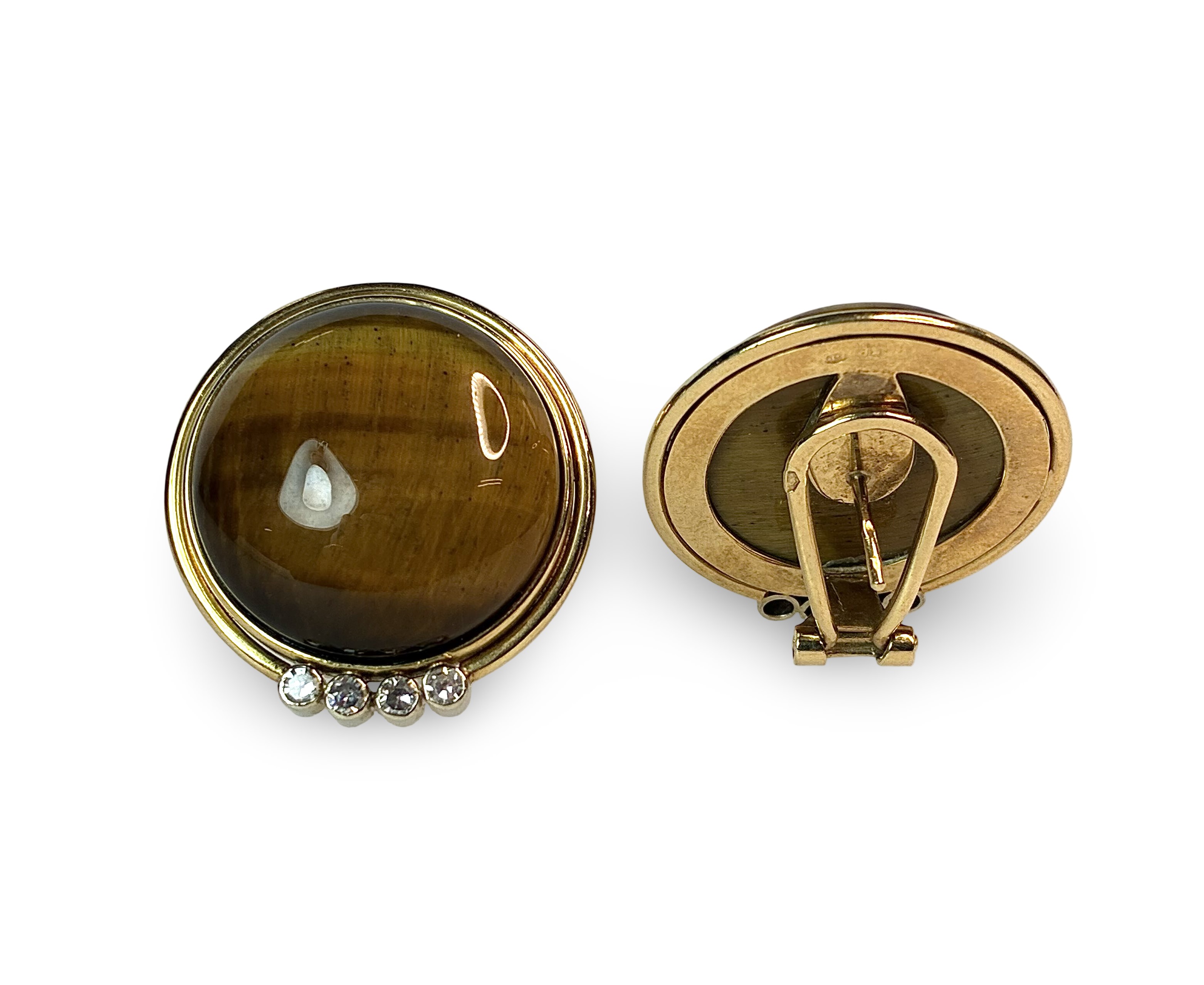 Diamant Quarz Ohrsteckclips - Gold Weißgold 585 - Privatbesitz