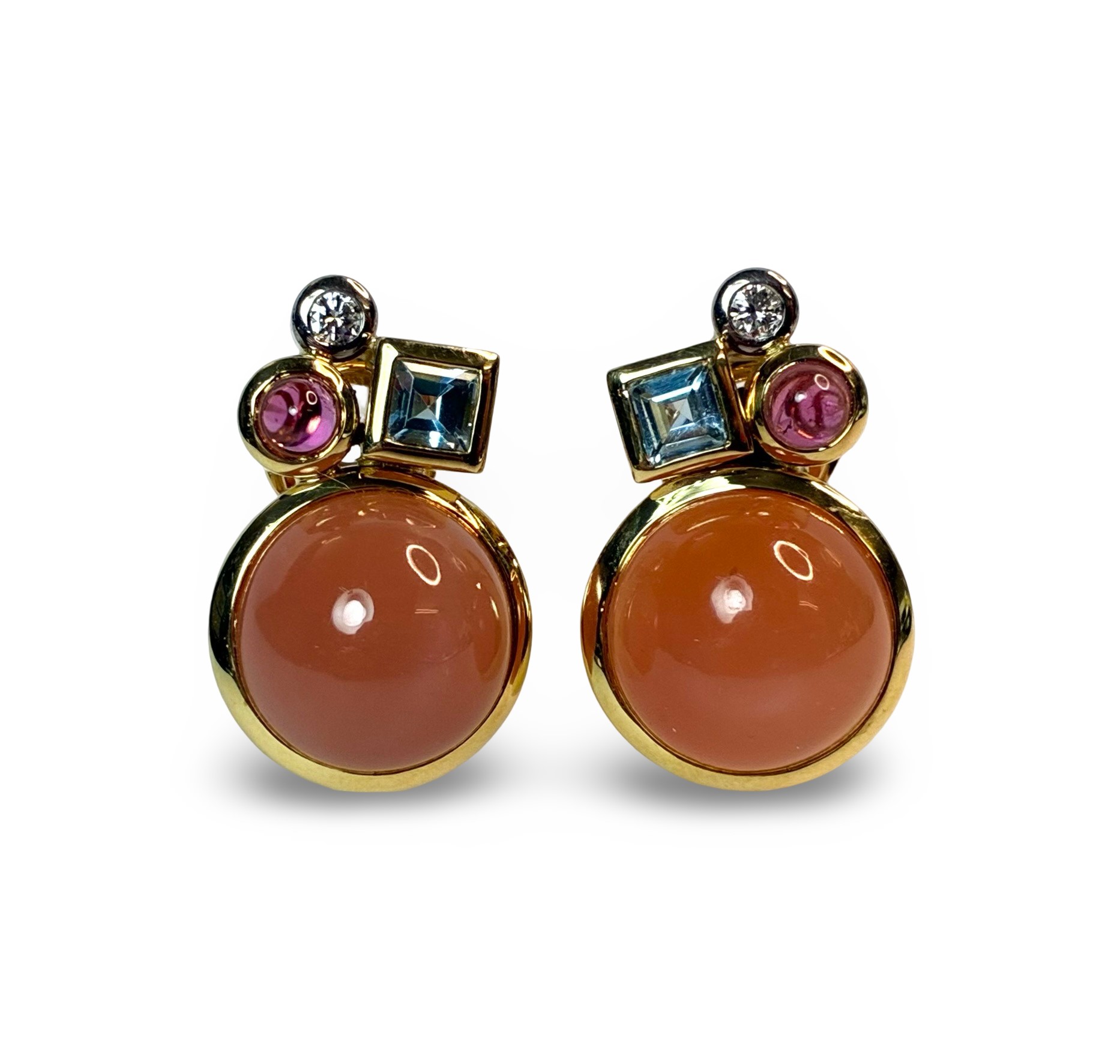 Brillant Schmuckstein Ohrsteckclips - Gold Weißgold 750 - Privatbesitz