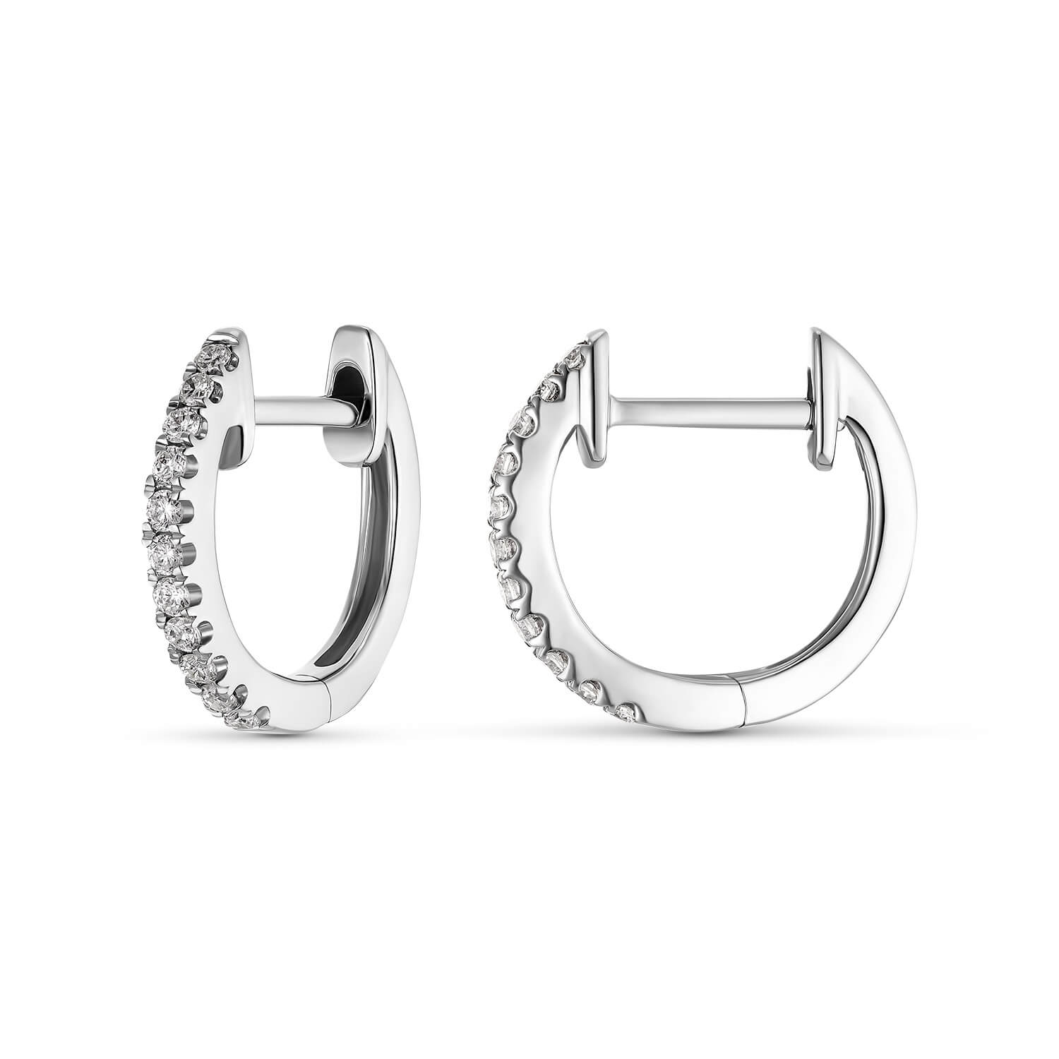 Brillant Mini Creolen "Huggie Hoops" Weißgold 585/-