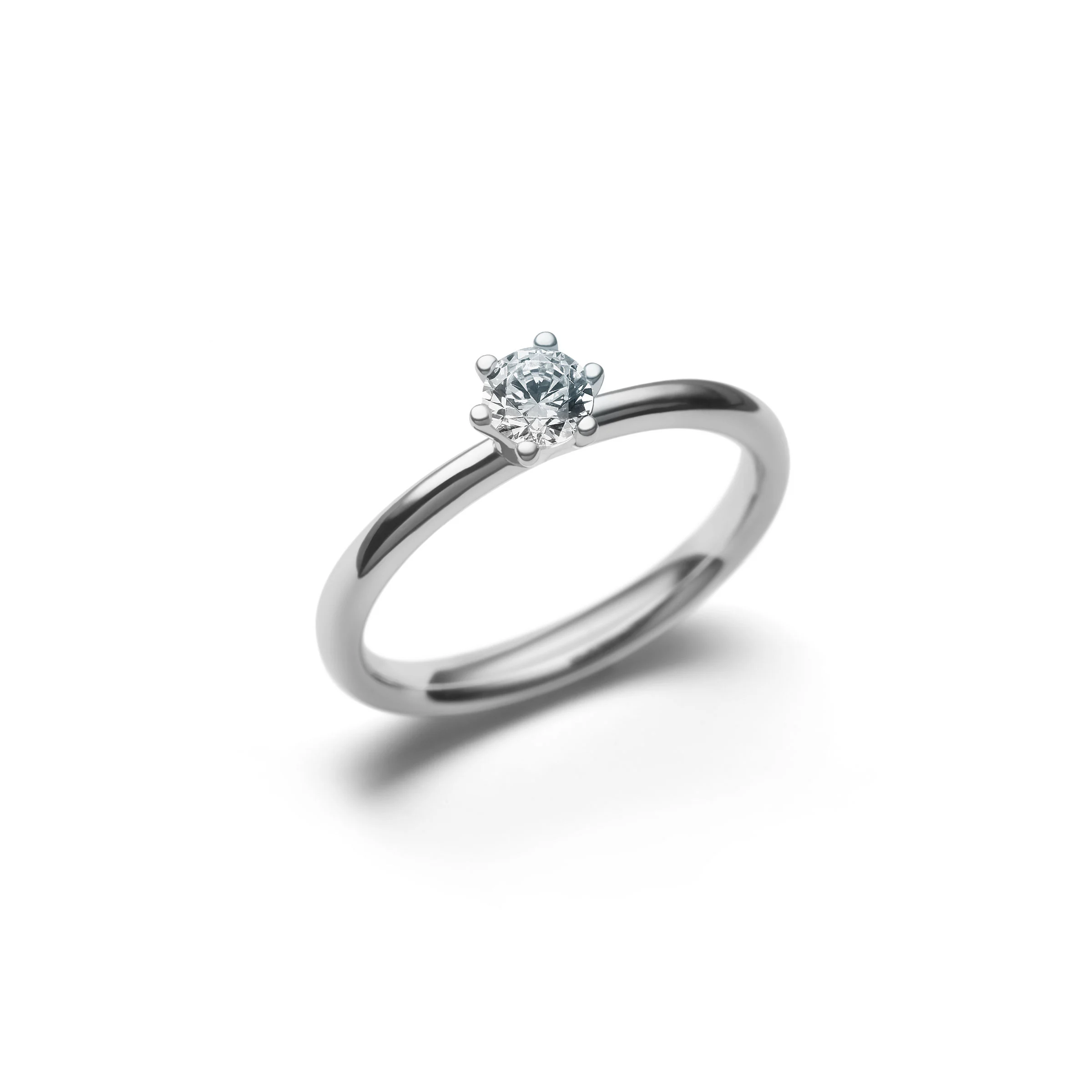 Ring ily Solitär 6 Krappen Weißgold 585/- mit Brillant