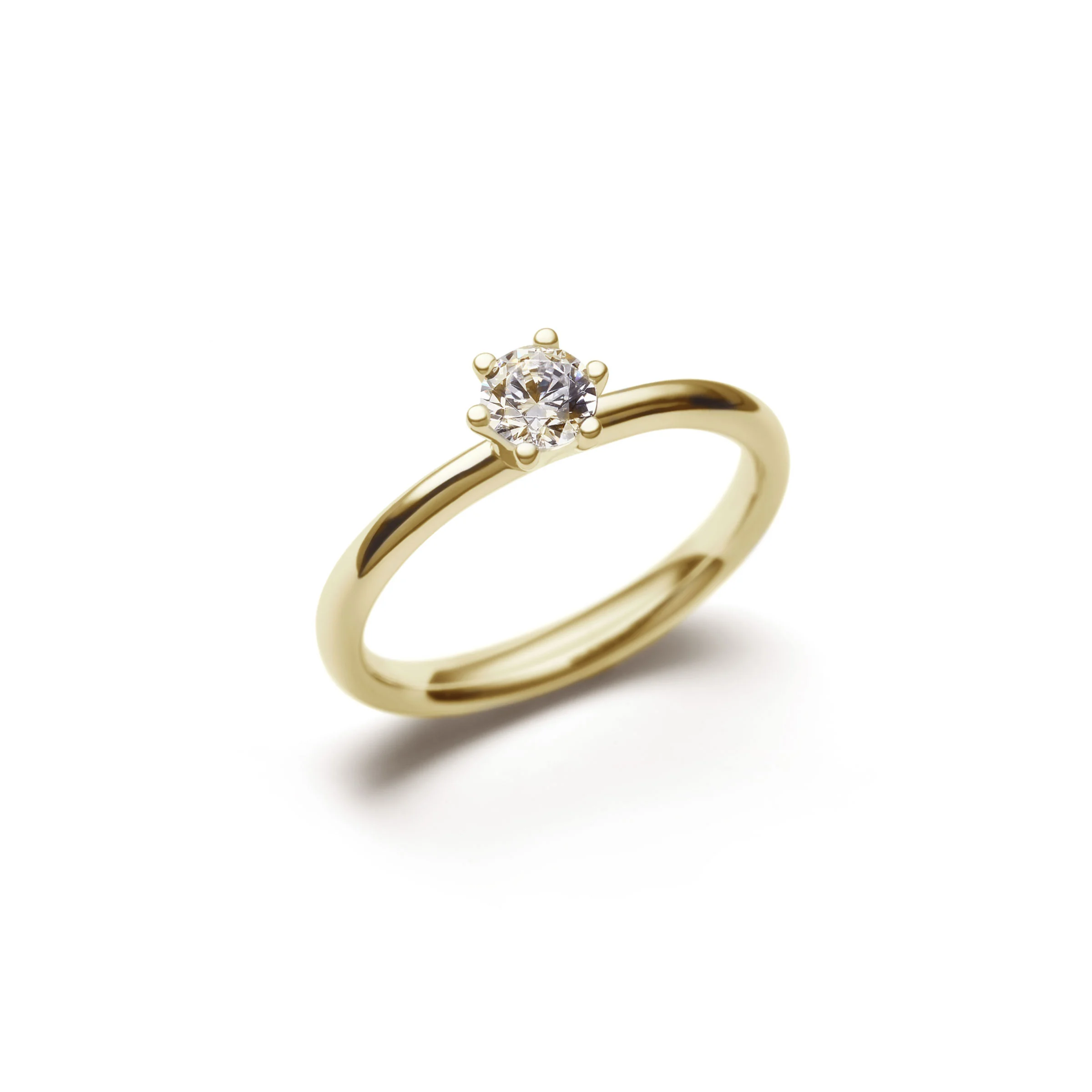 Ring ily Solitär 6 Krappen Gelbgold mit Brillant