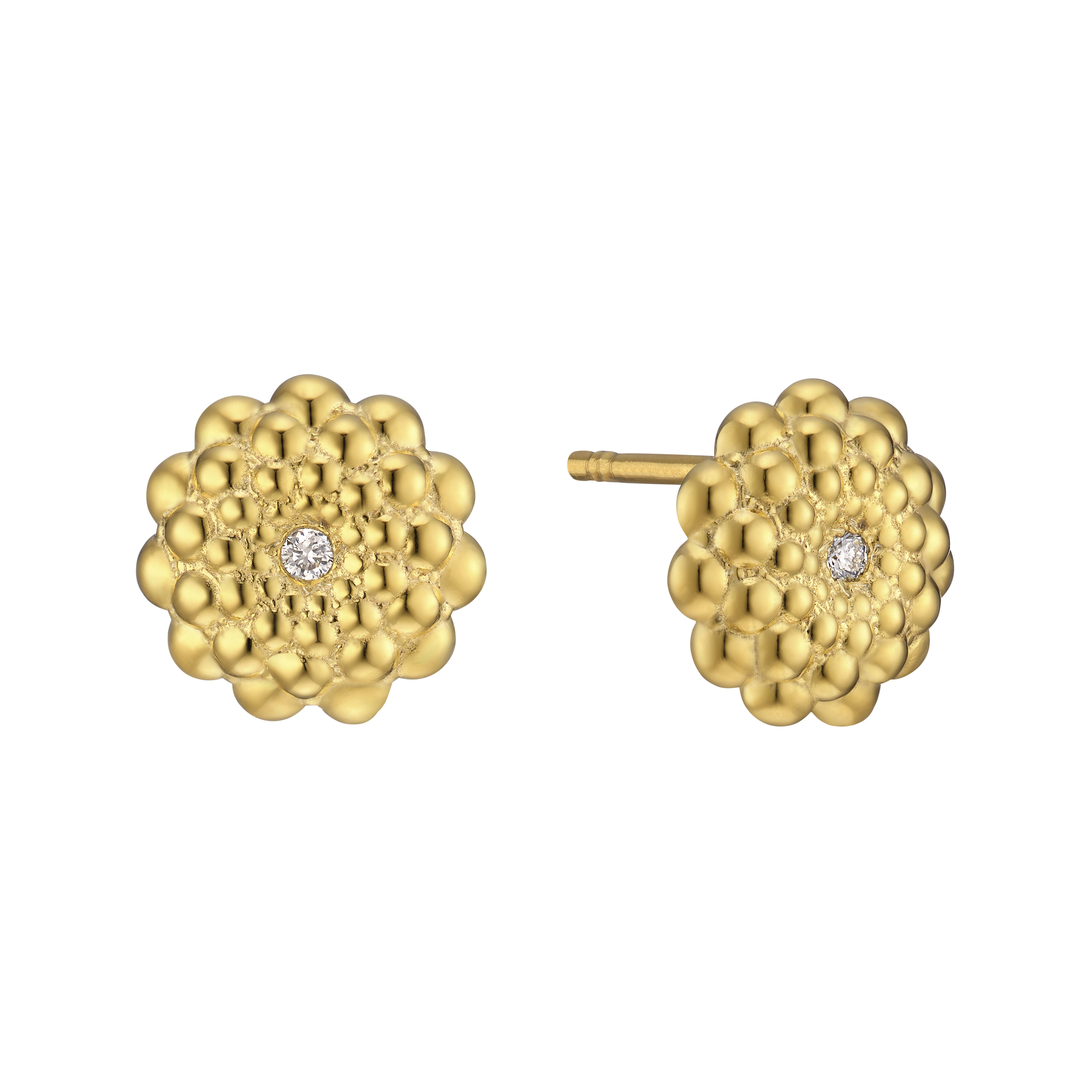 Ohrstecker BUBBLES Sterlingsilber Gelbgold 750/- vergoldet mit Brillant