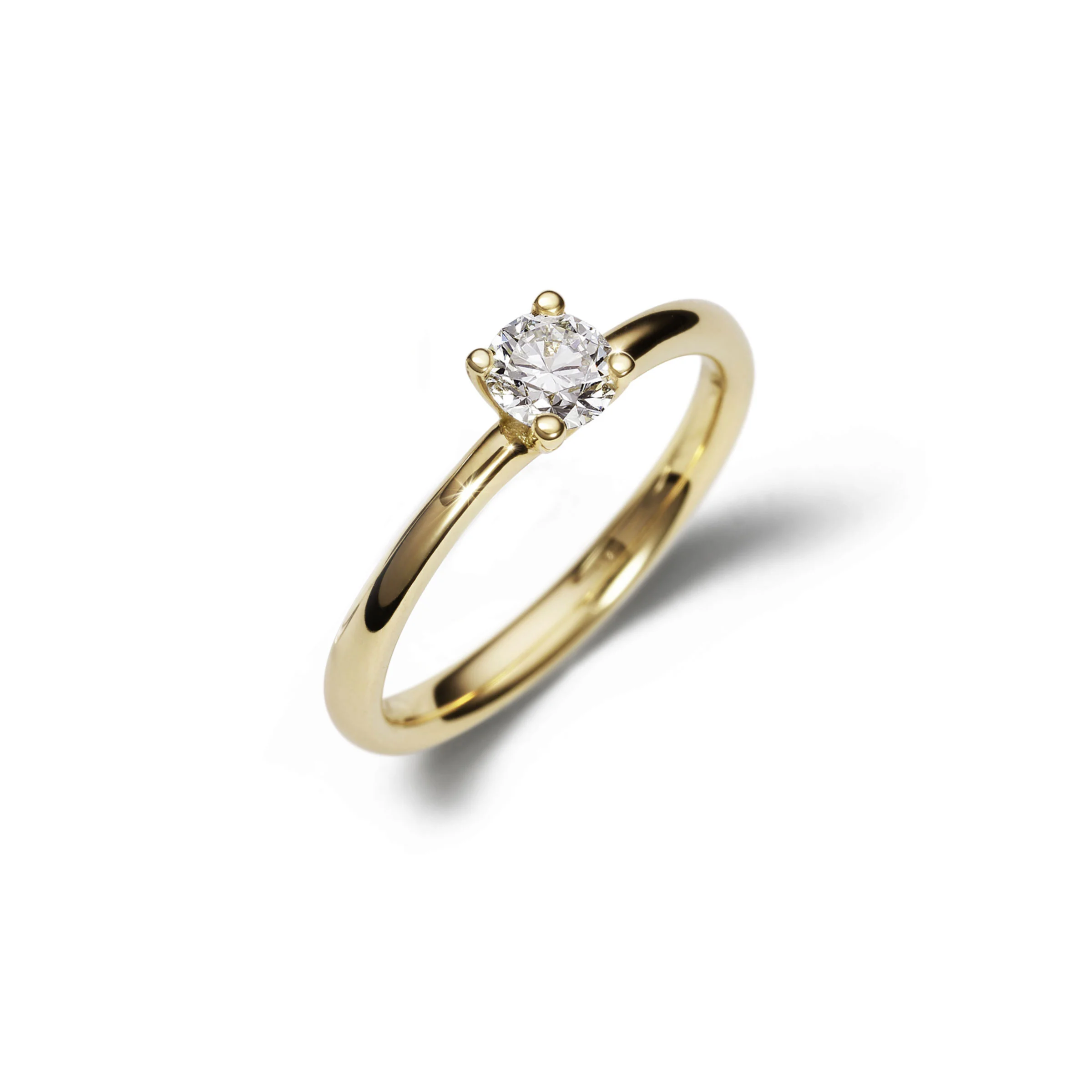 Ring ily Solitär 4 Krappen Gelbgold 750/- mit Brillant 0.24ct.