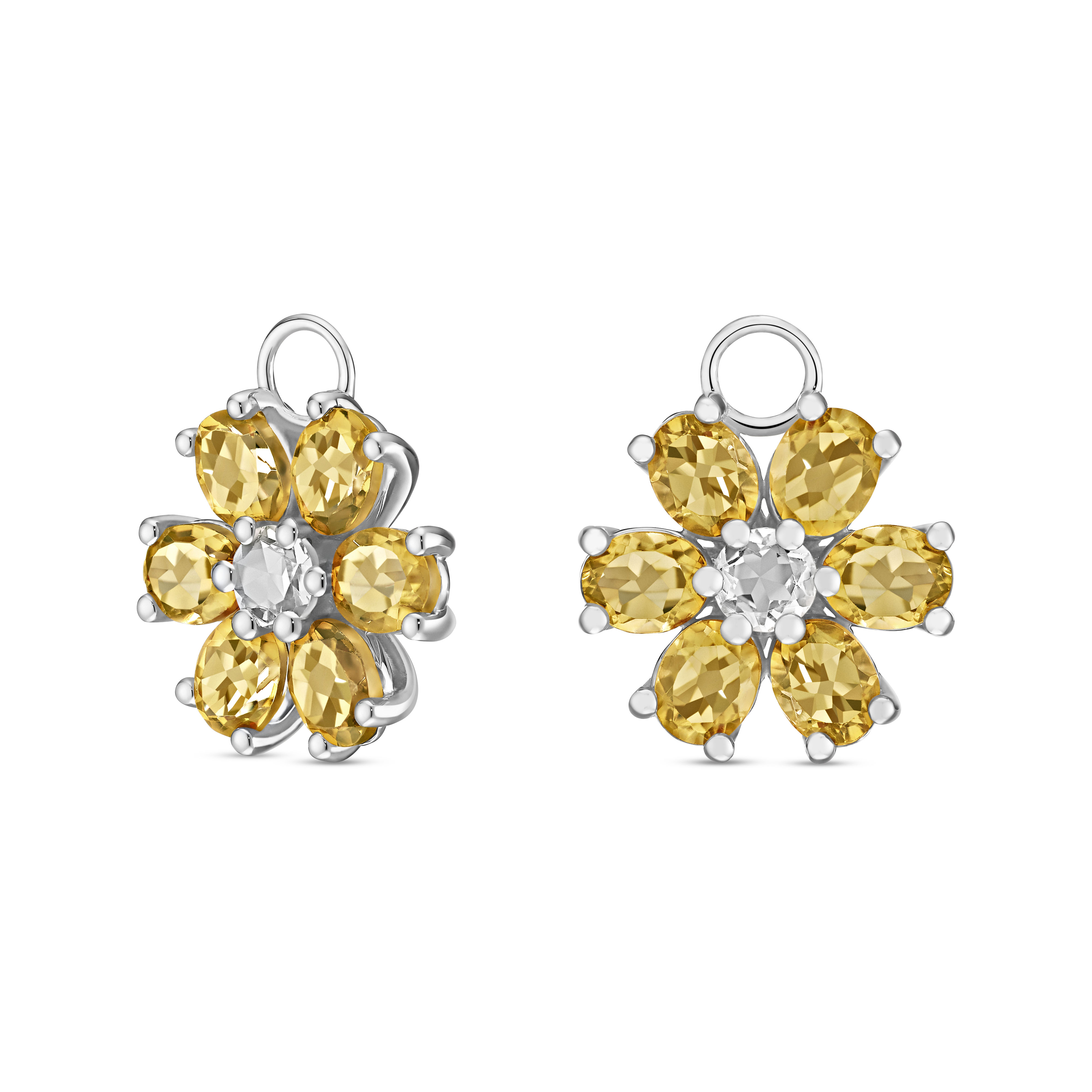 Ear Candy KRISTALL BLÜTE Sterlingsilber mit Safir und Citrin