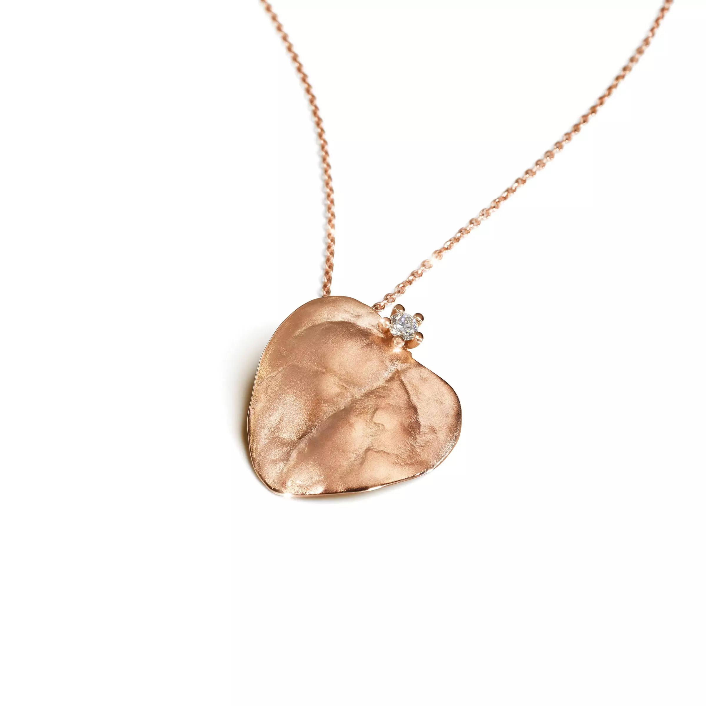 Anhänger HERZBLATT Rotgold 750/- mit Brillant