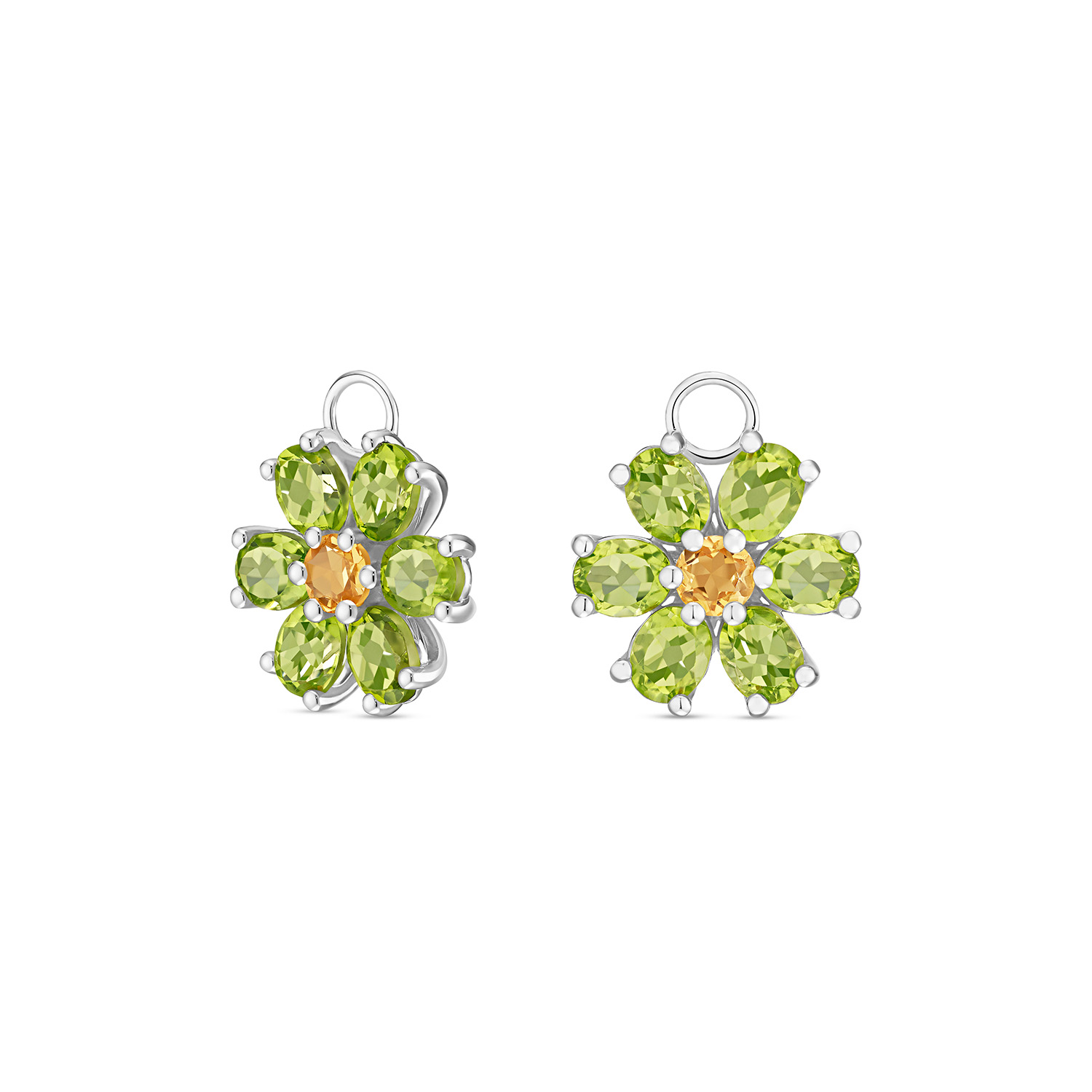 Ear Candy KRISTALL BLÜTE - klein - Sterlingsilber mit Citrin und Peridot