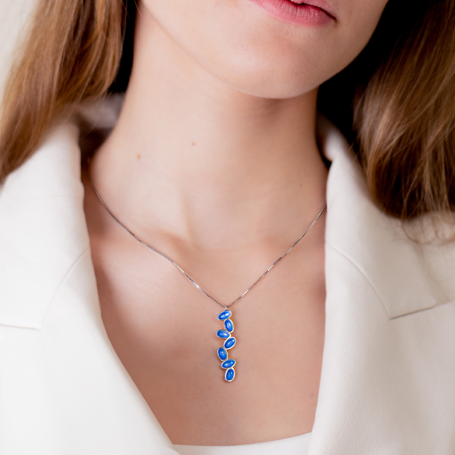 Anhänger FARBENFROH Sterlingsilber mit Emaille - Hellblau