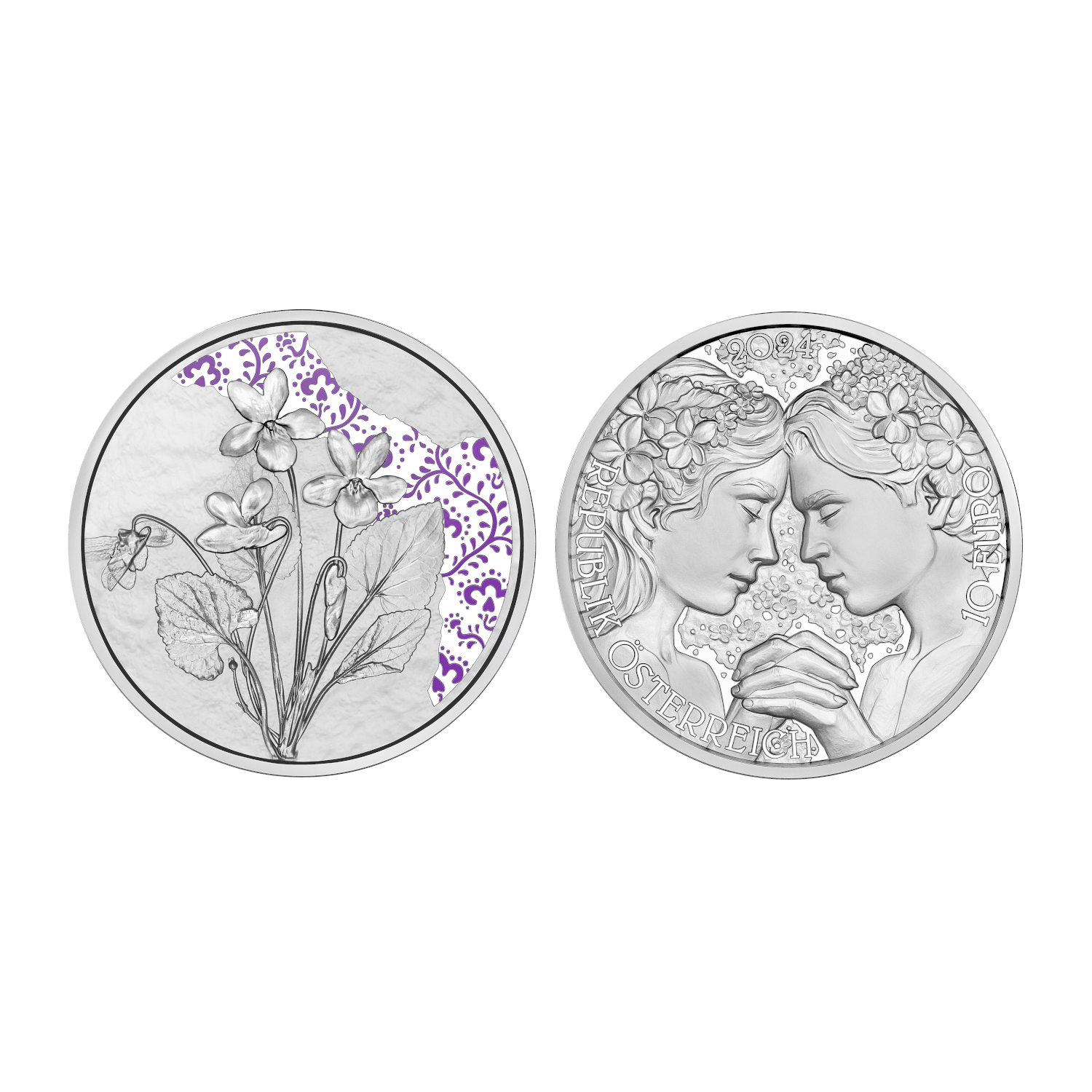 10 Euro Münze "Das Veilchen" Silber 925 polierte Platte