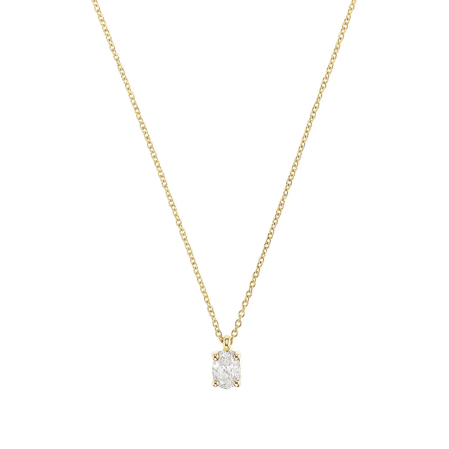 Lab Grown Diamond Collier Gelbgold 585/- im Ovalschliff zus. ca. 0,15ct.