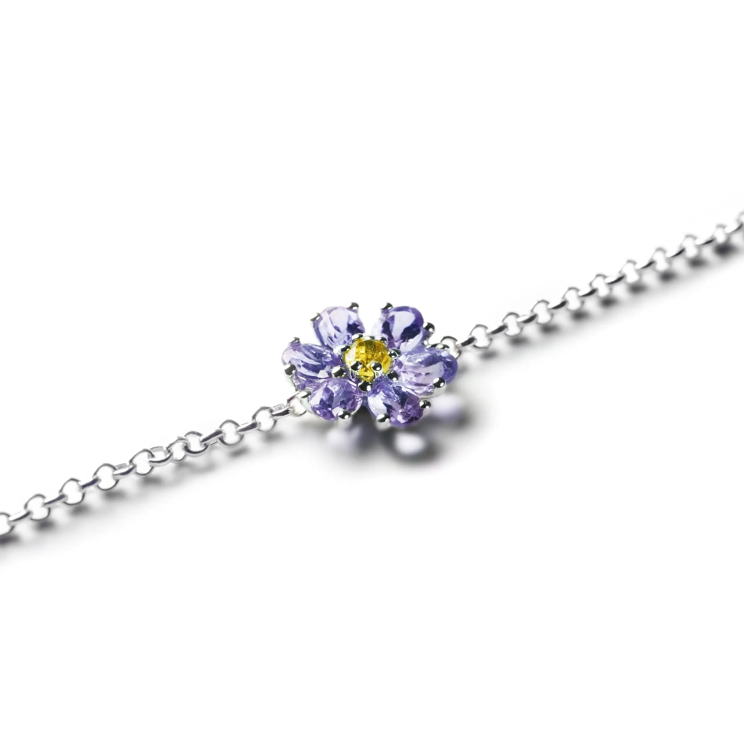 Armband KRISTALL BLÜTE Sterlingsilber mit Citrin und Iolith