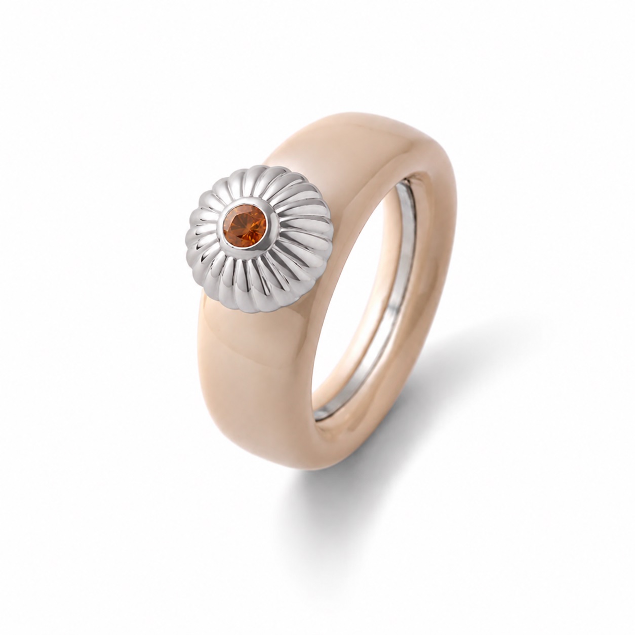 Charlotte Kopf SUN ø10mm Halslänge 1mm Sterlingsilber rhodiniert mit Citrin