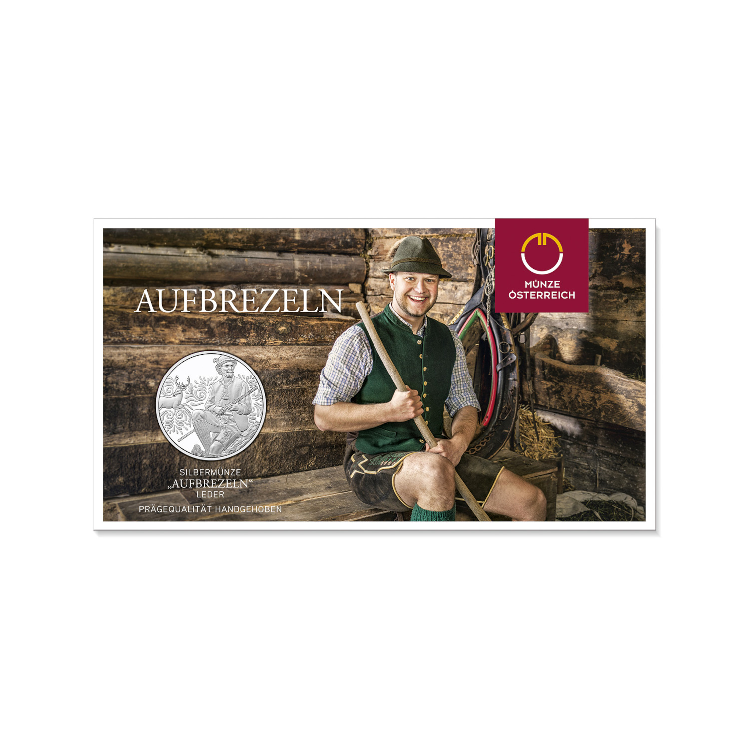 10 Euro Münze "Aufbrezeln - Leder" Silber 925 handgehoben