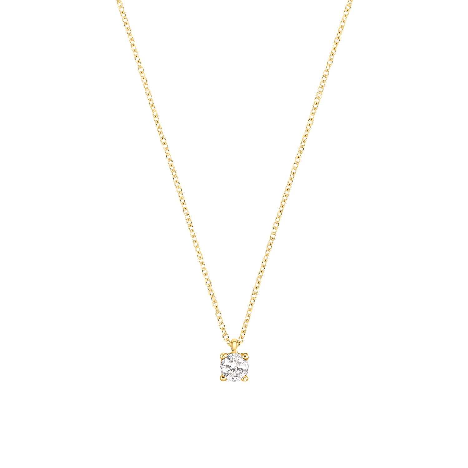 Diamant Collier Gelbgold 585/- mit Brillant 0,10ct.