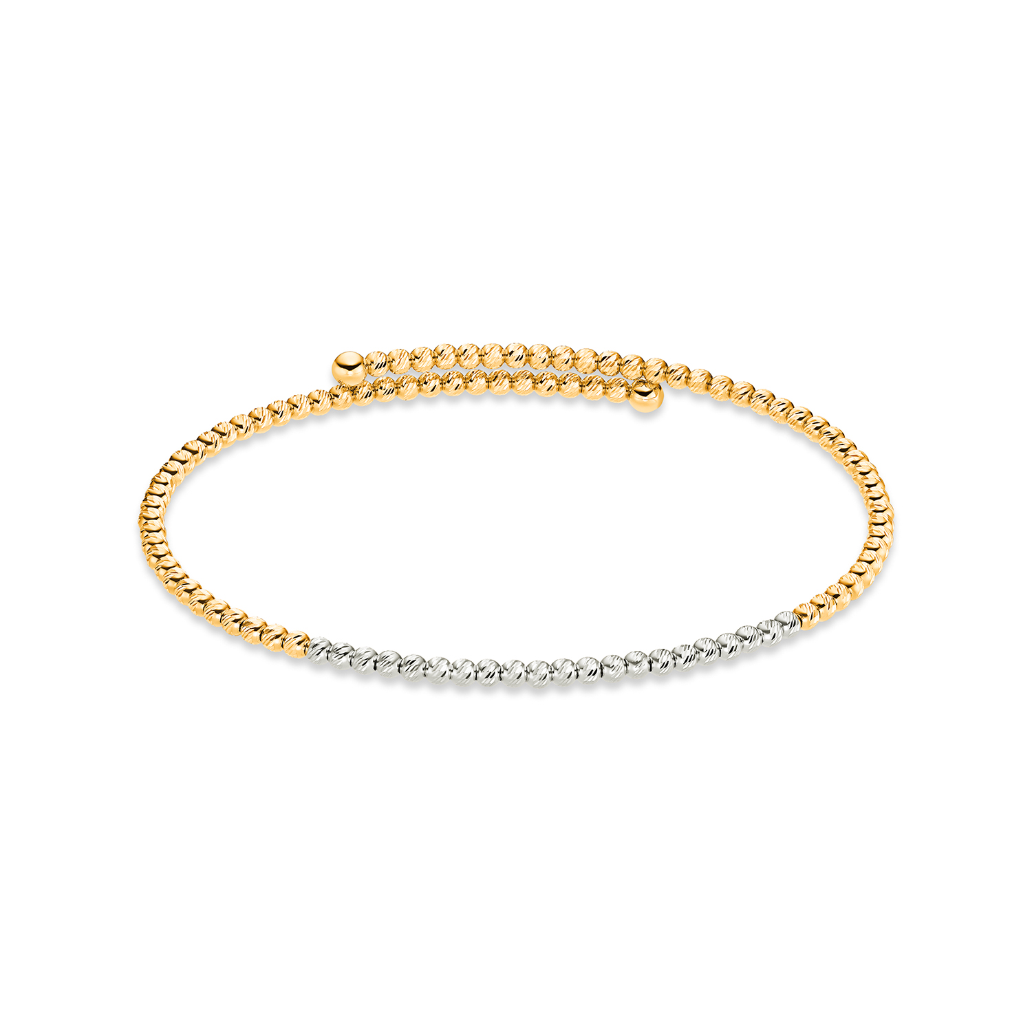 Armreif Gelbgold 585/- tlw. rhodiniert