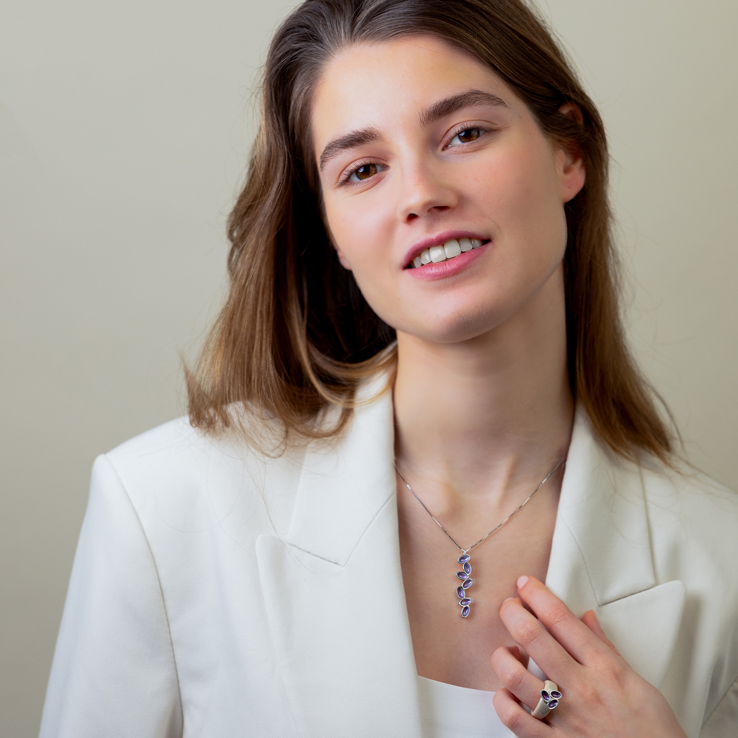Charlotte Kopf FARBENFROH Sterlingsilber mit Emaille - Lila