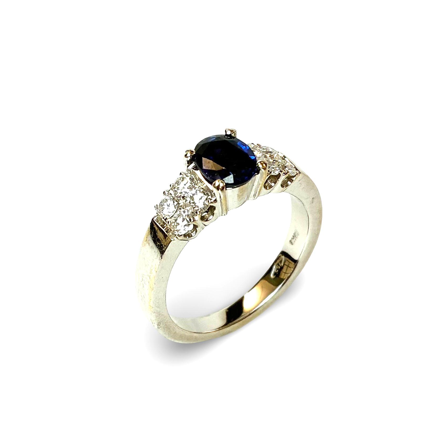 Saphir Brillant Ring - Weißgold 750 - RW 55 - Privatbesitz