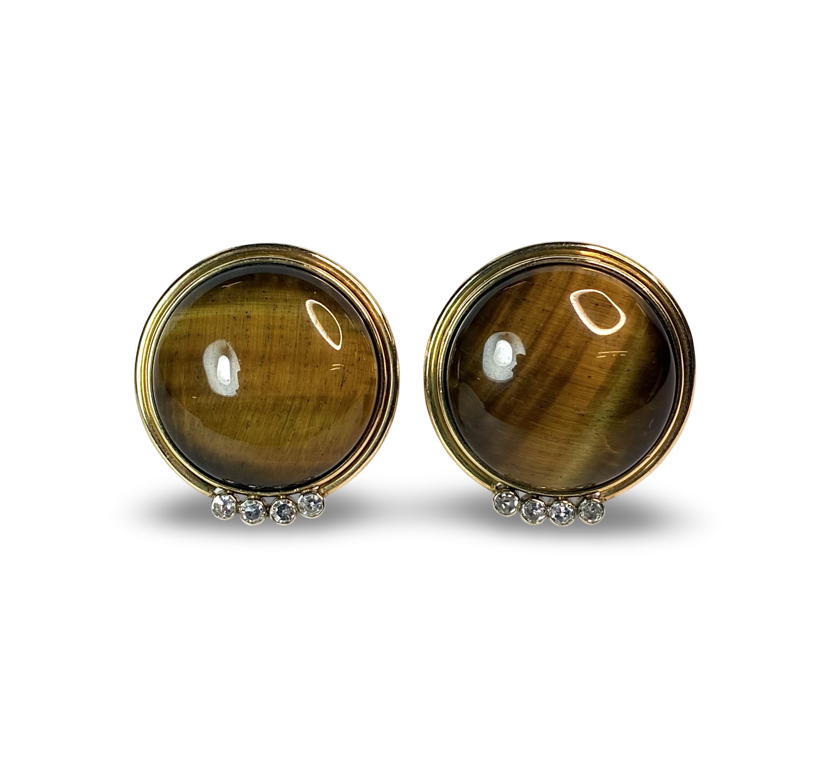 Diamant Quarz Ohrsteckclips - Gold Weißgold 585 - Privatbesitz