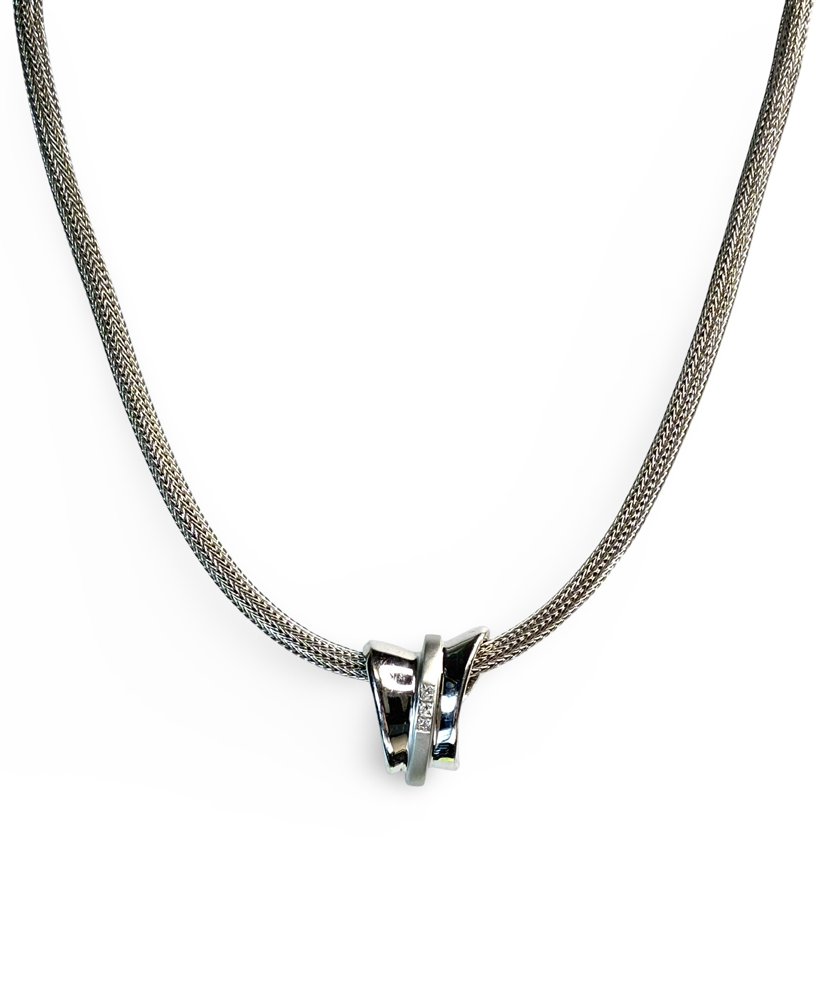 Diamantanhänger an Collier - Weißgold 585 - Länge ca. 42,5cm - Privatbesitz
