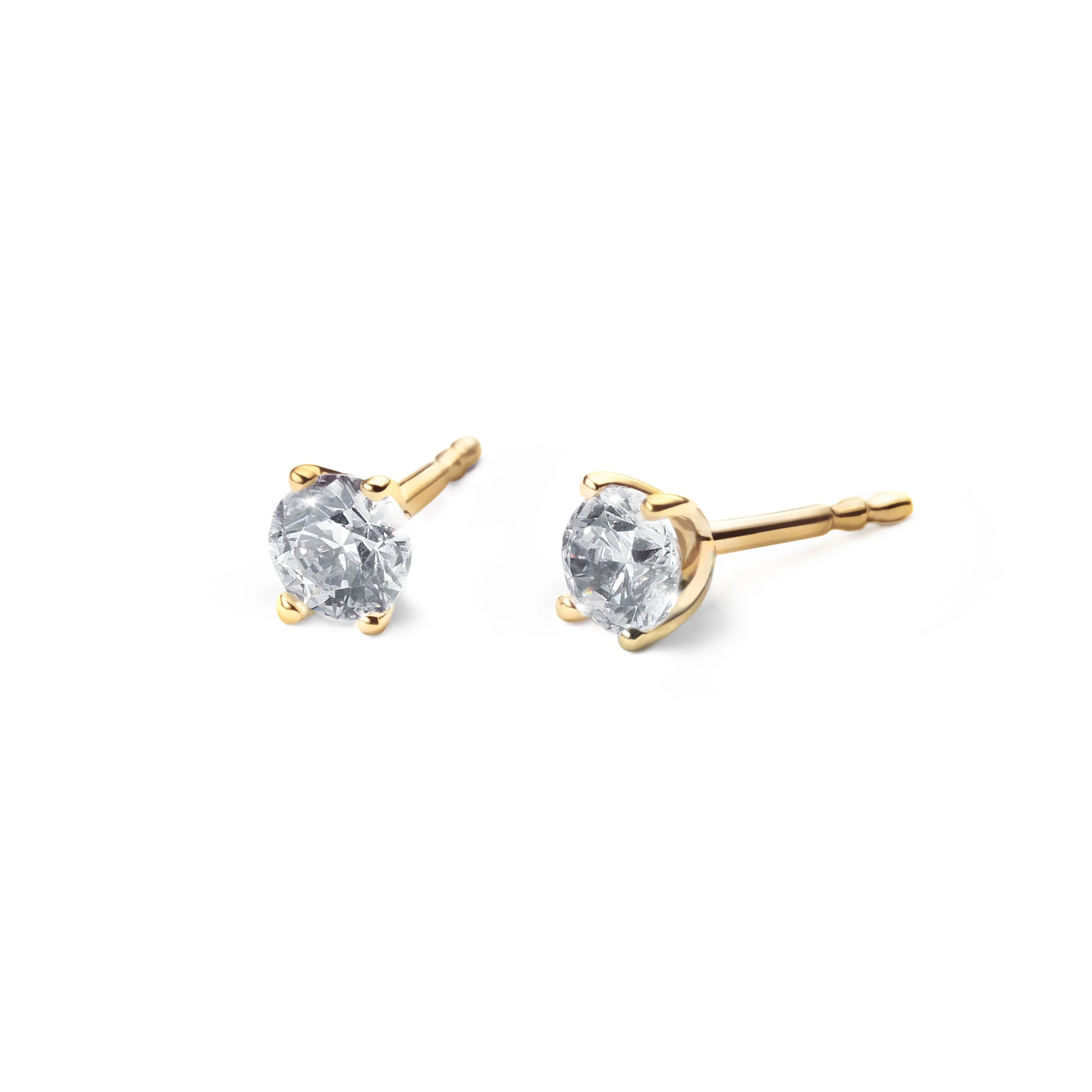 Ohrstecker ily Solitär 4 Krappen Gelbgold 585/- mit Brillanten zus. 0,48ct