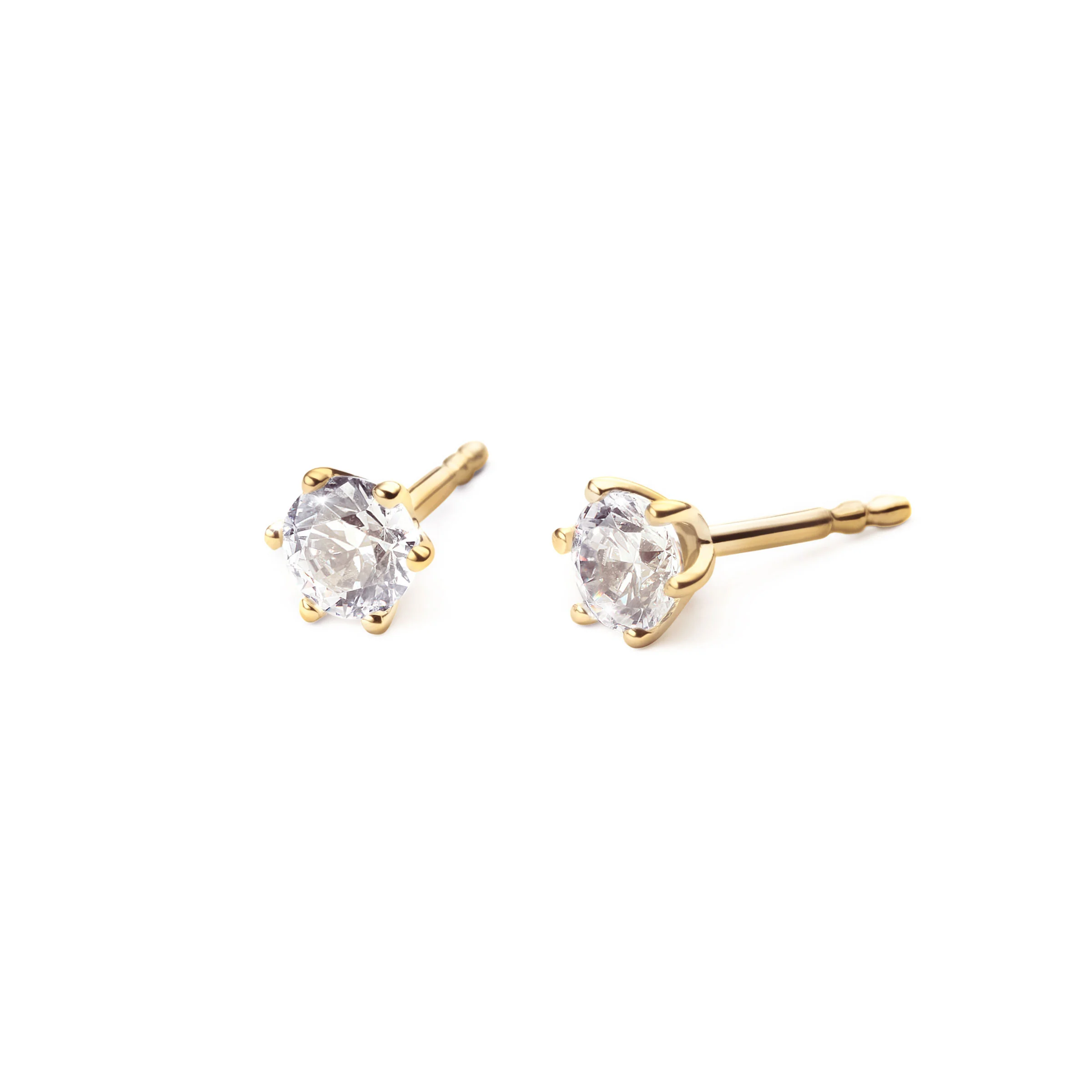 Ohrstecker ily Solitär 6 Krappen Gelbgold 585/- mit Brillanten zus. 0,48ct.