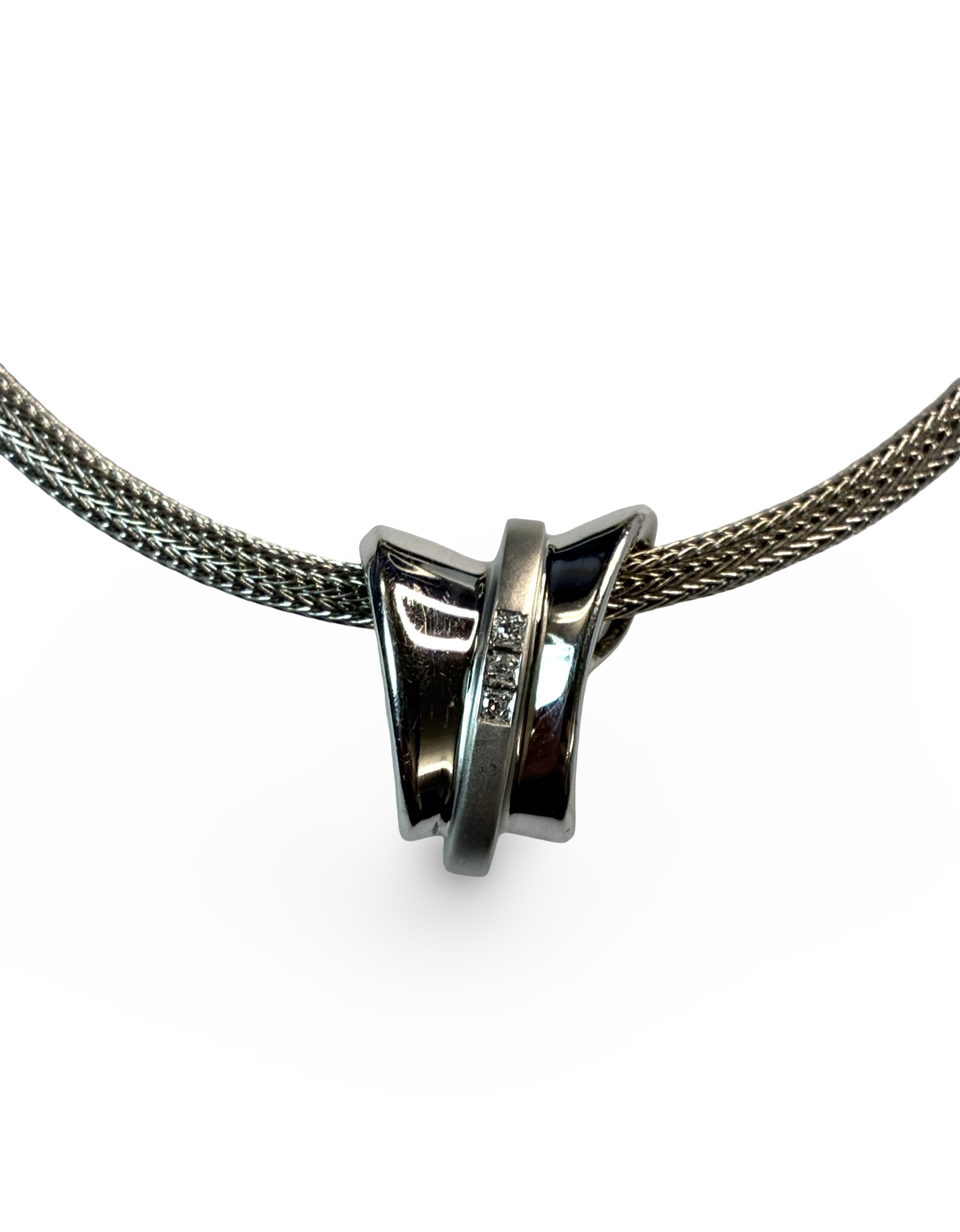 Diamantanhänger an Collier - Weißgold 585 - Länge ca. 42,5cm - Privatbesitz
