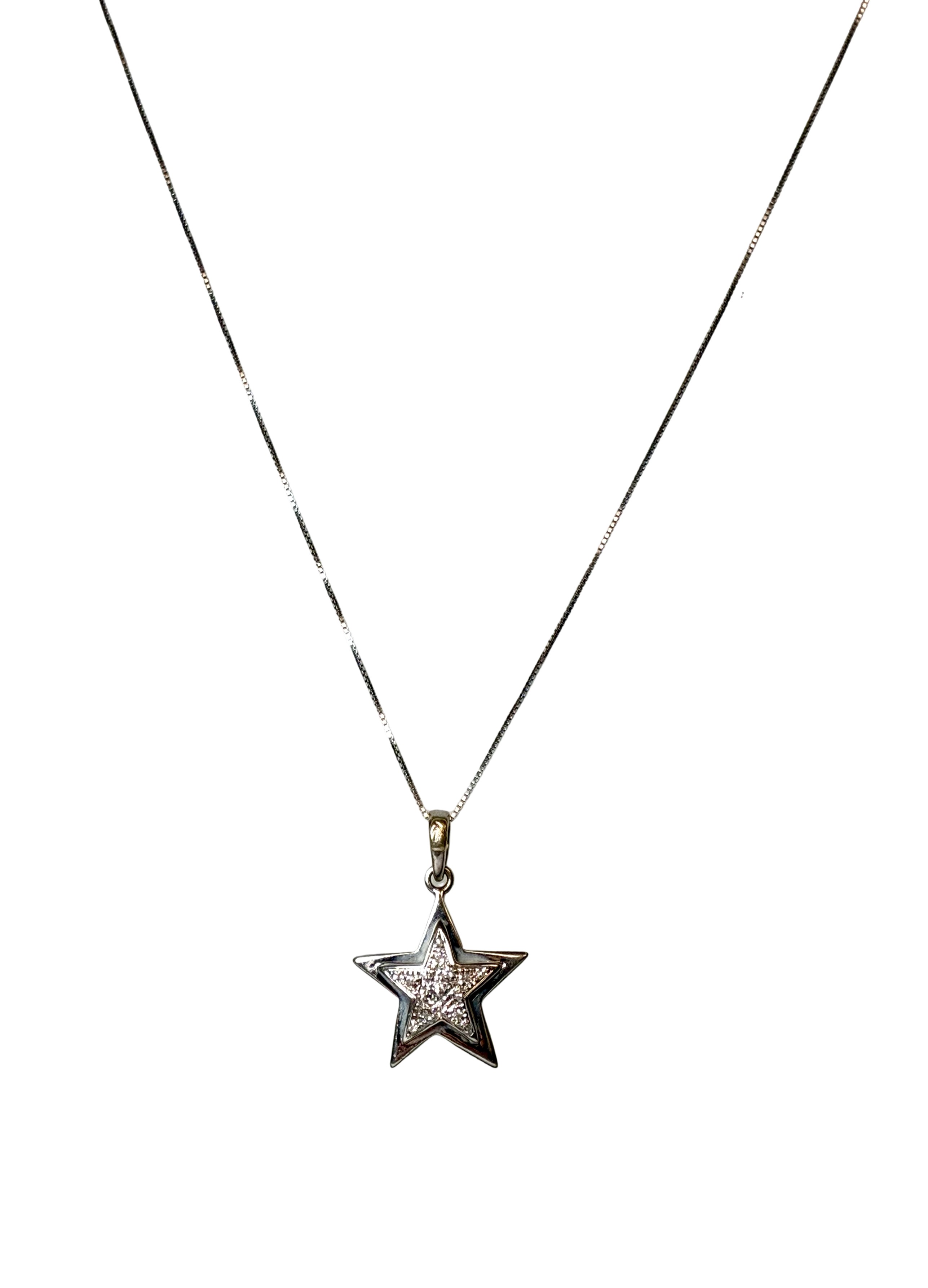 Venezianerkette Diamant Collier "Stern" - Weißgold 750 - Länge ca. 43cm - Privatbesitz