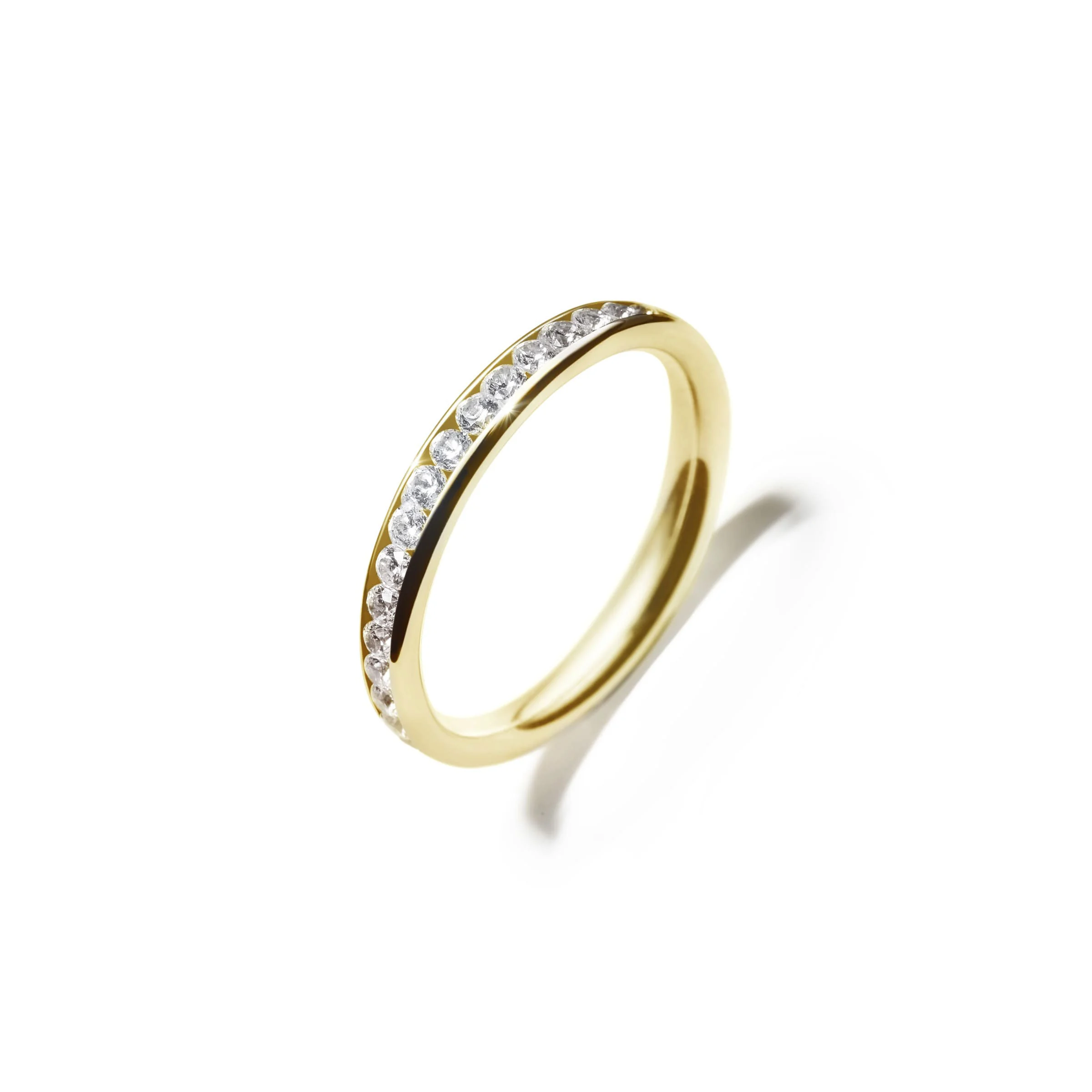 Ring Ily Memoire Gelbgold 750/- breit halb ausgefasst mit Brillanten