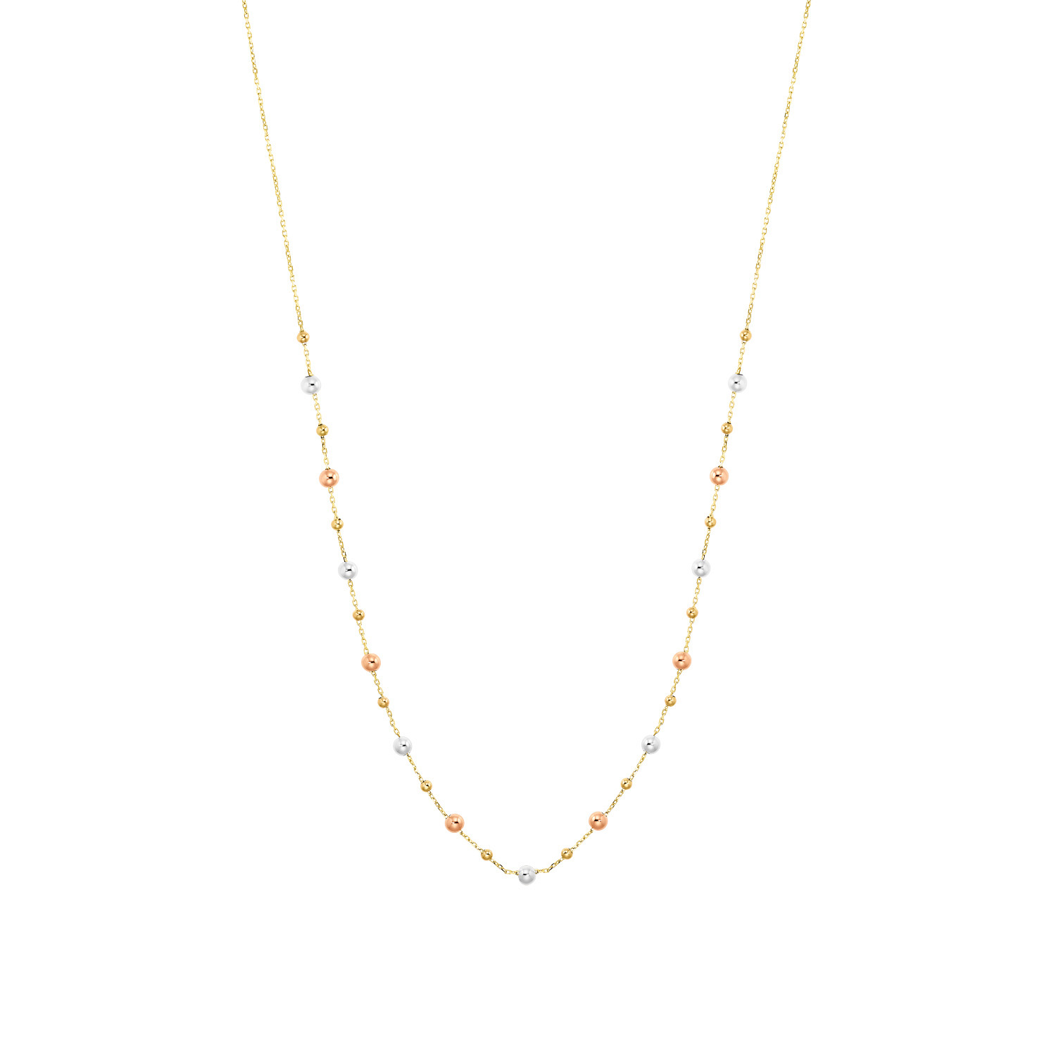 Halskette mit Kugeln Gold 585/- Weißgold/Gold/Roségold