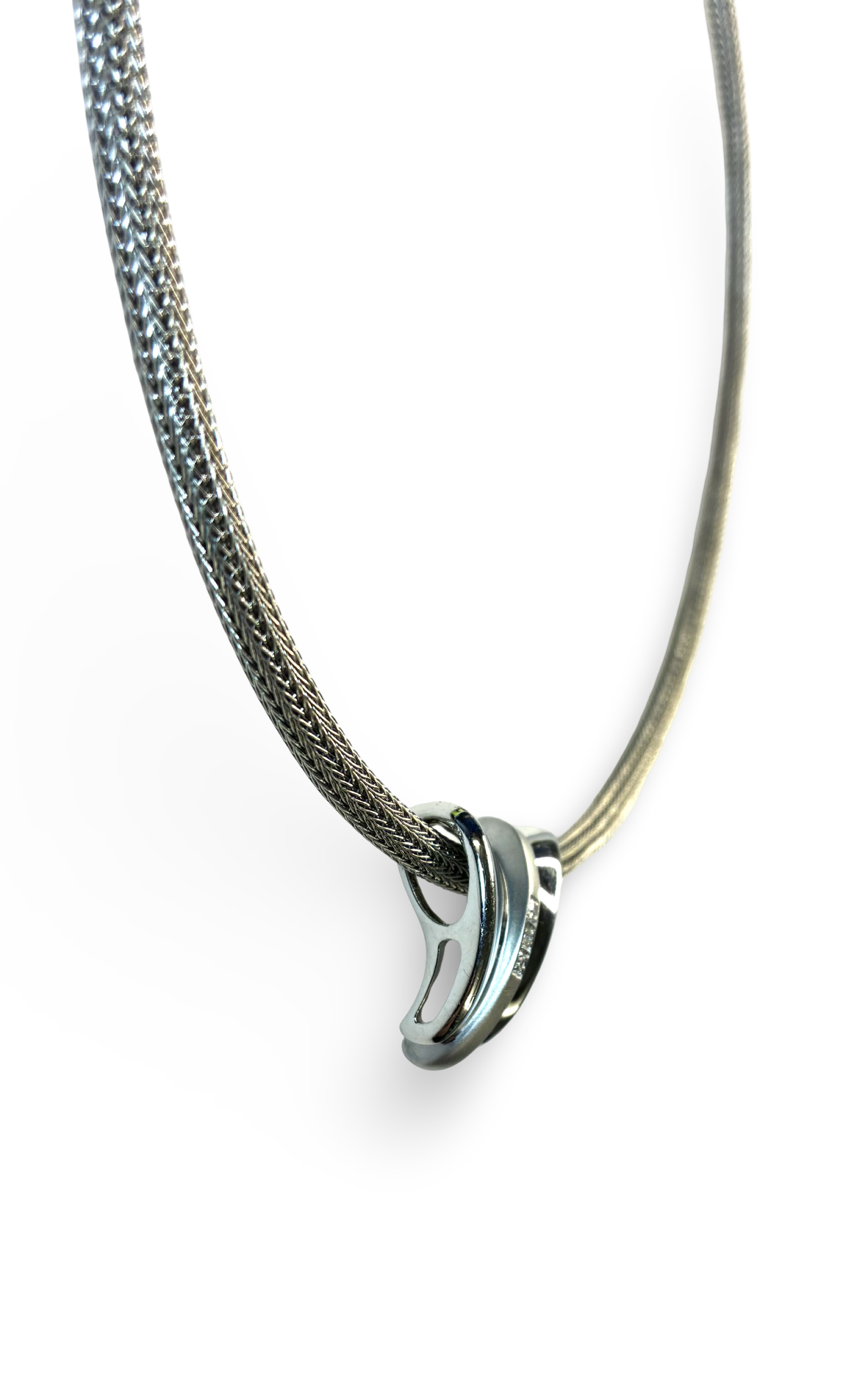 Diamantanhänger an Collier - Weißgold 585 - Länge ca. 42,5cm - Privatbesitz