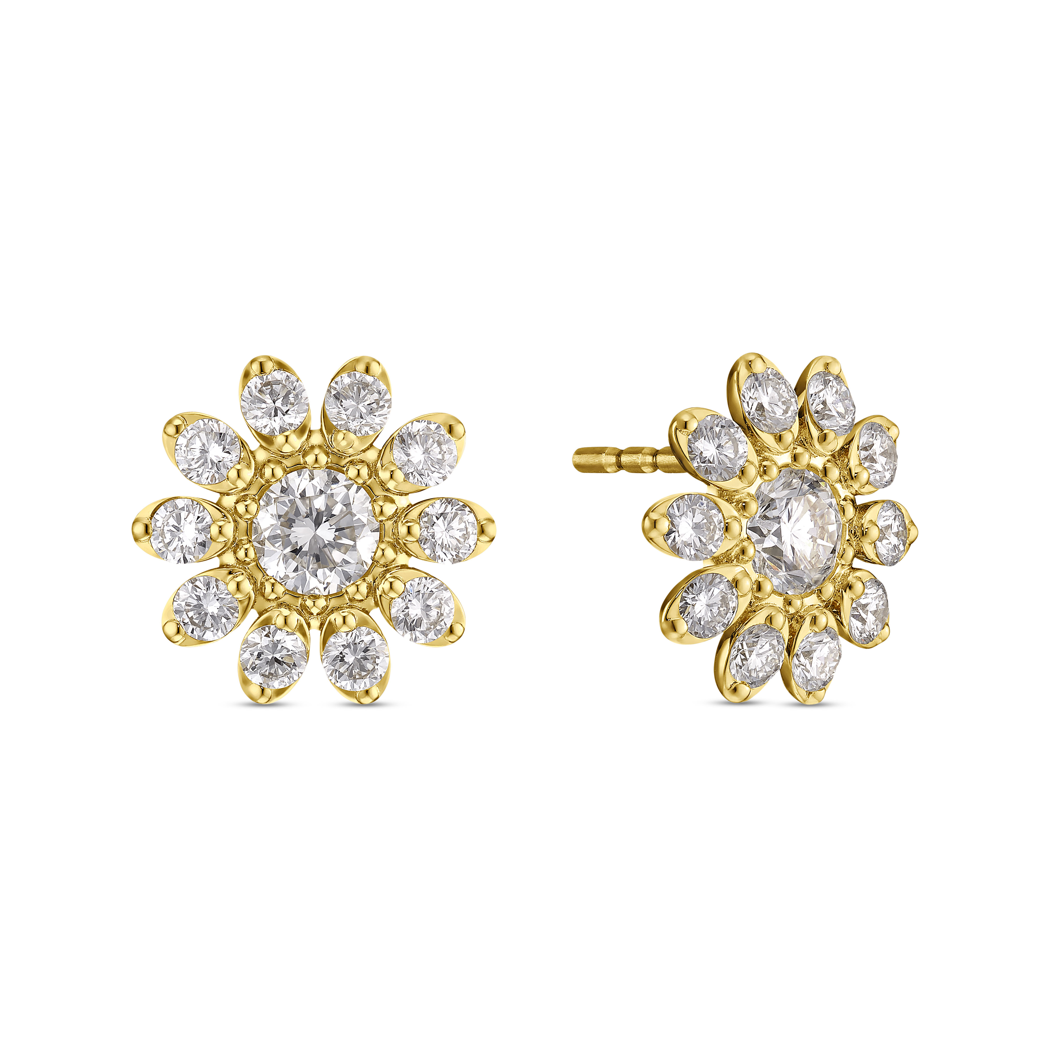 Ohrstecker BLÜTENLICHT Gelbgold 585/- mit Labgrown Diamanten