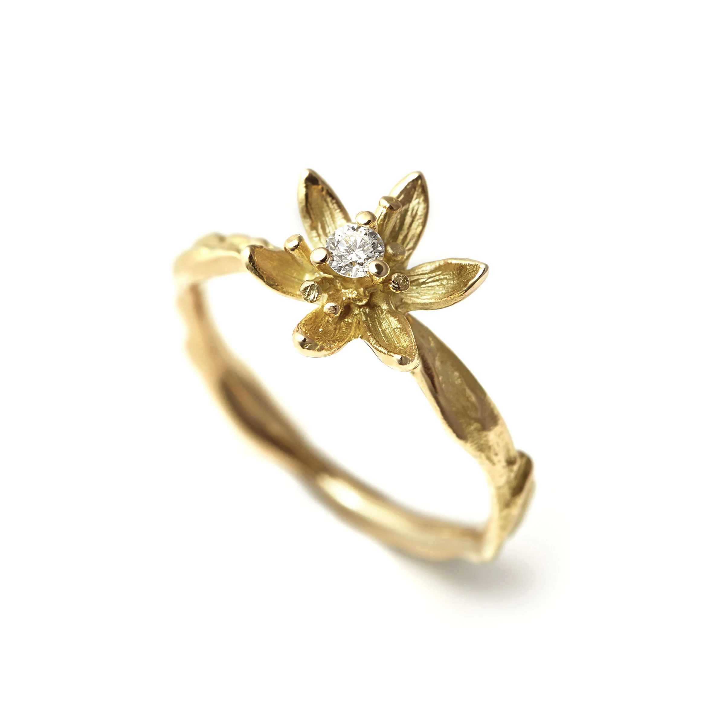 Ring DIAMANTBLÜTE Lilie Gelbgold 585/- mit Brillant
