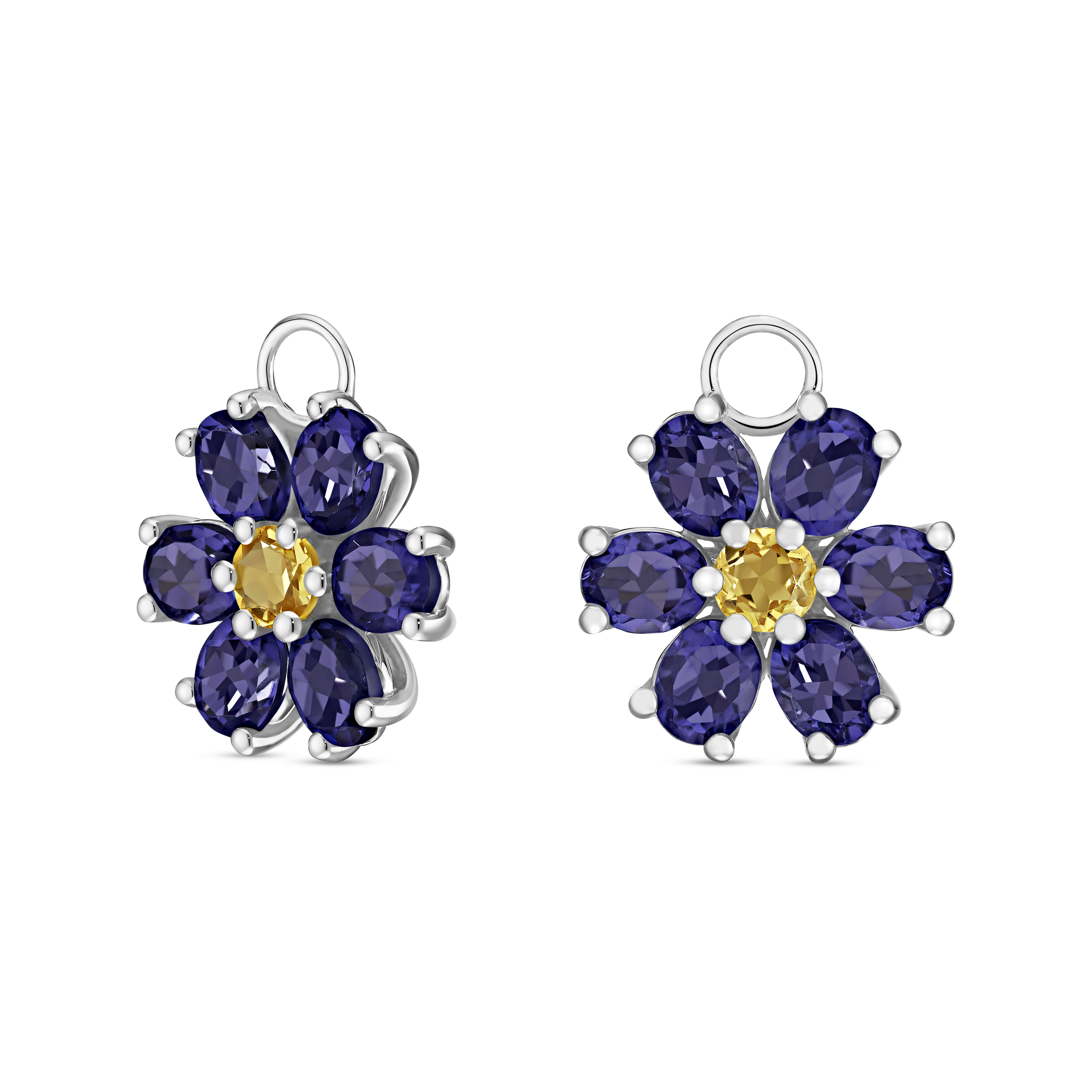 Ear Candy KRISTALL BLÜTE Sterlingsilber mit Citrin und Iolith