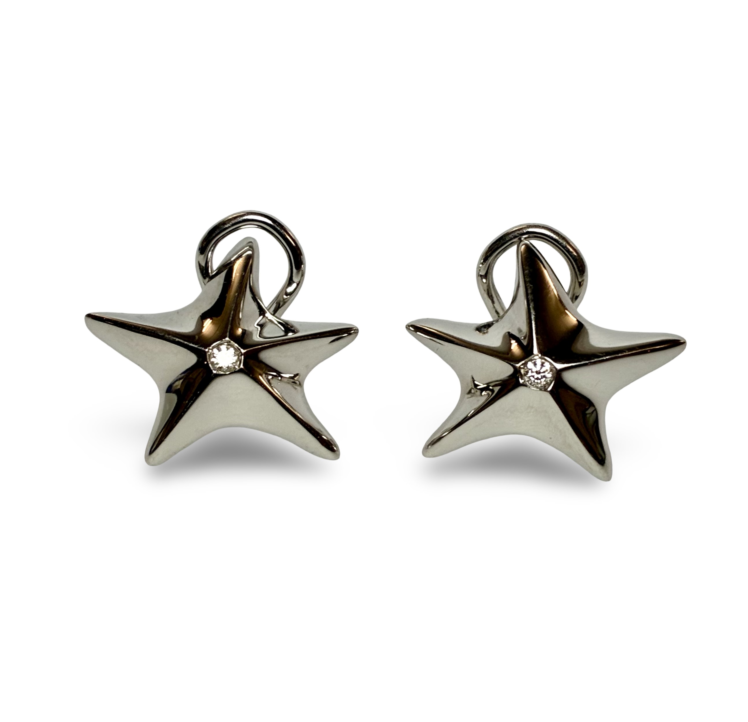 Brillantohrsteckclips "Sterne" - Weißgold 750 - Privatbesitz