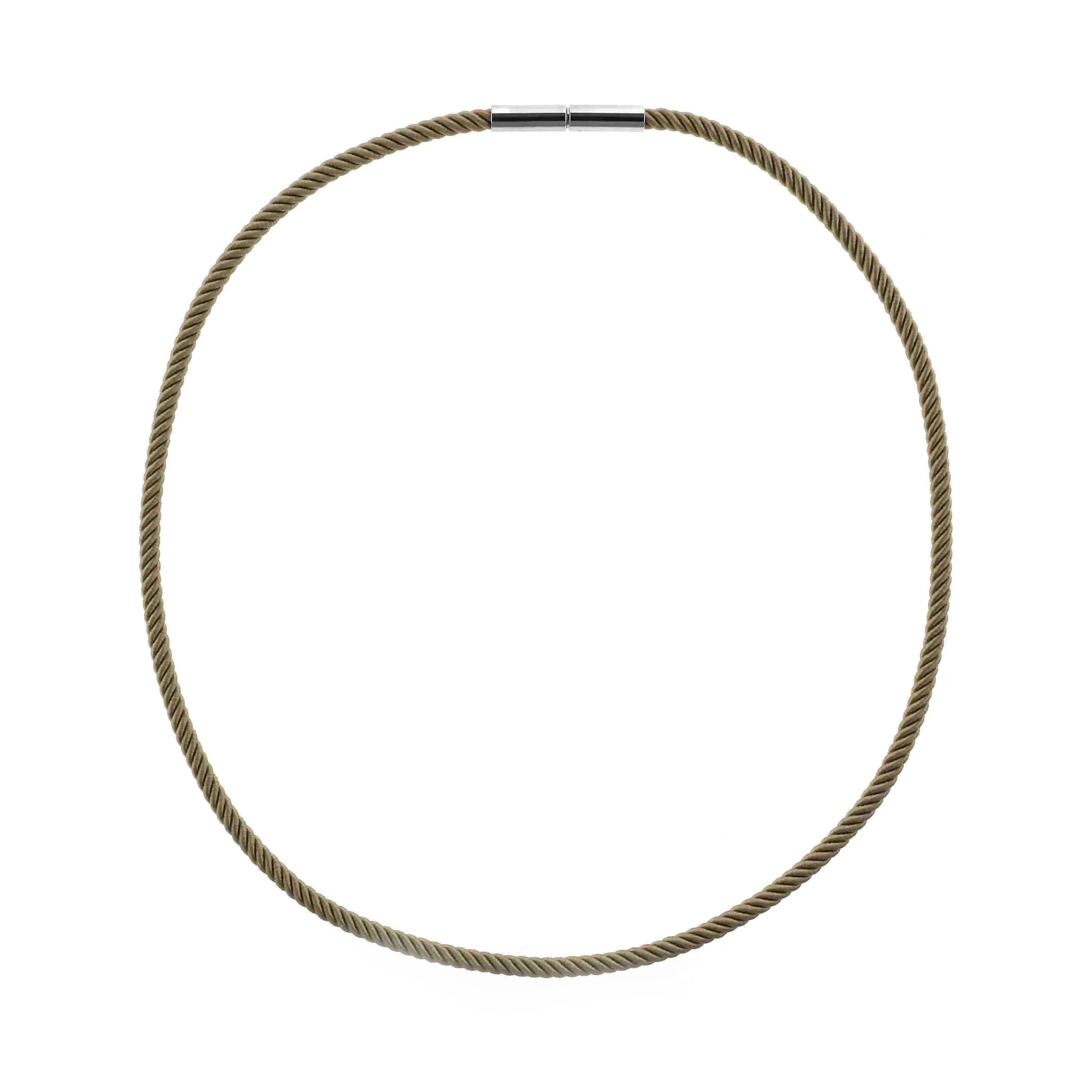 Basis Kette Seidenkordel-grau-Edelstahl