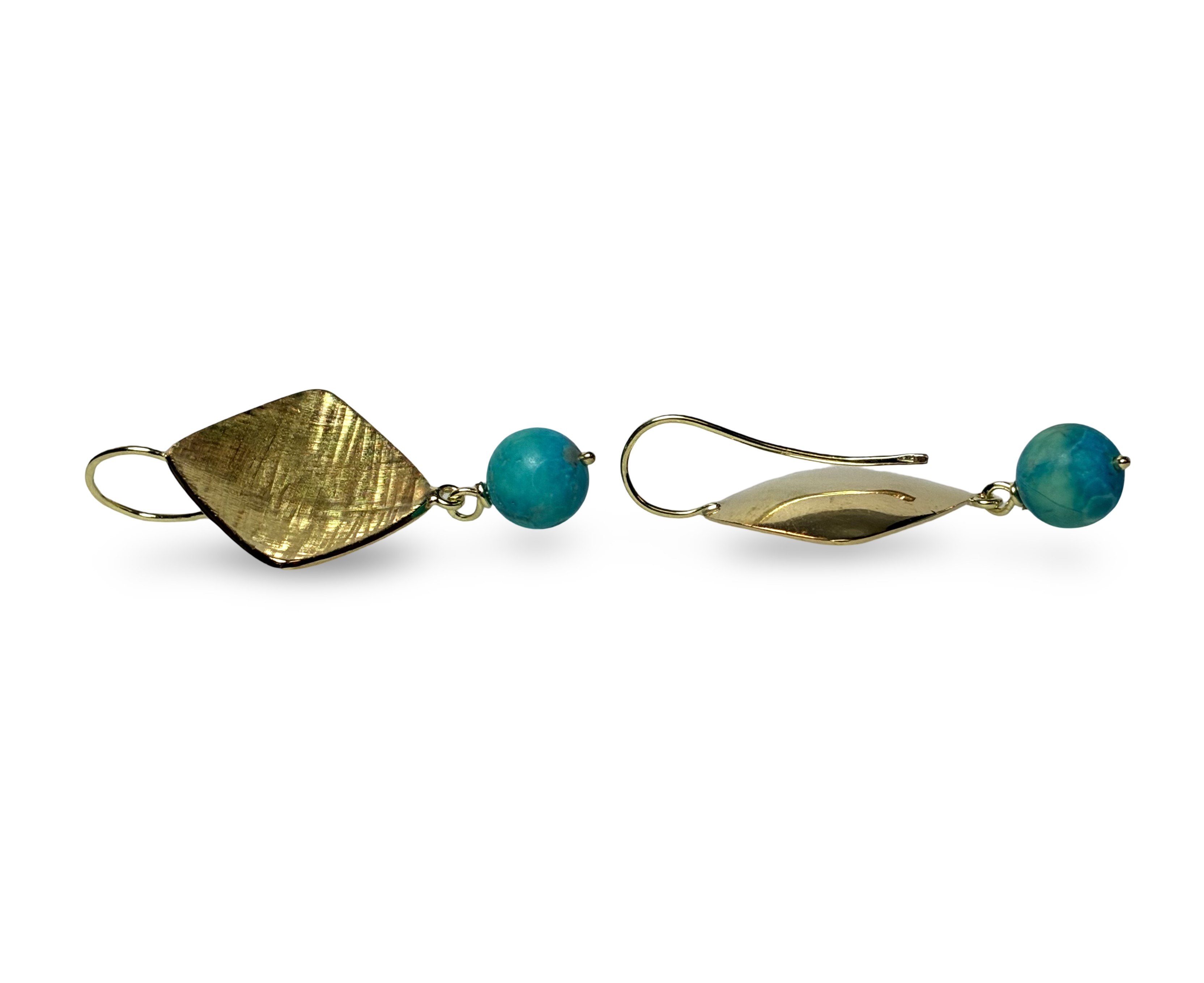 Howlith (beh.) Ohrhänger - Gold 750 - Maße ca. 50 x 27mm - Privatbesitz