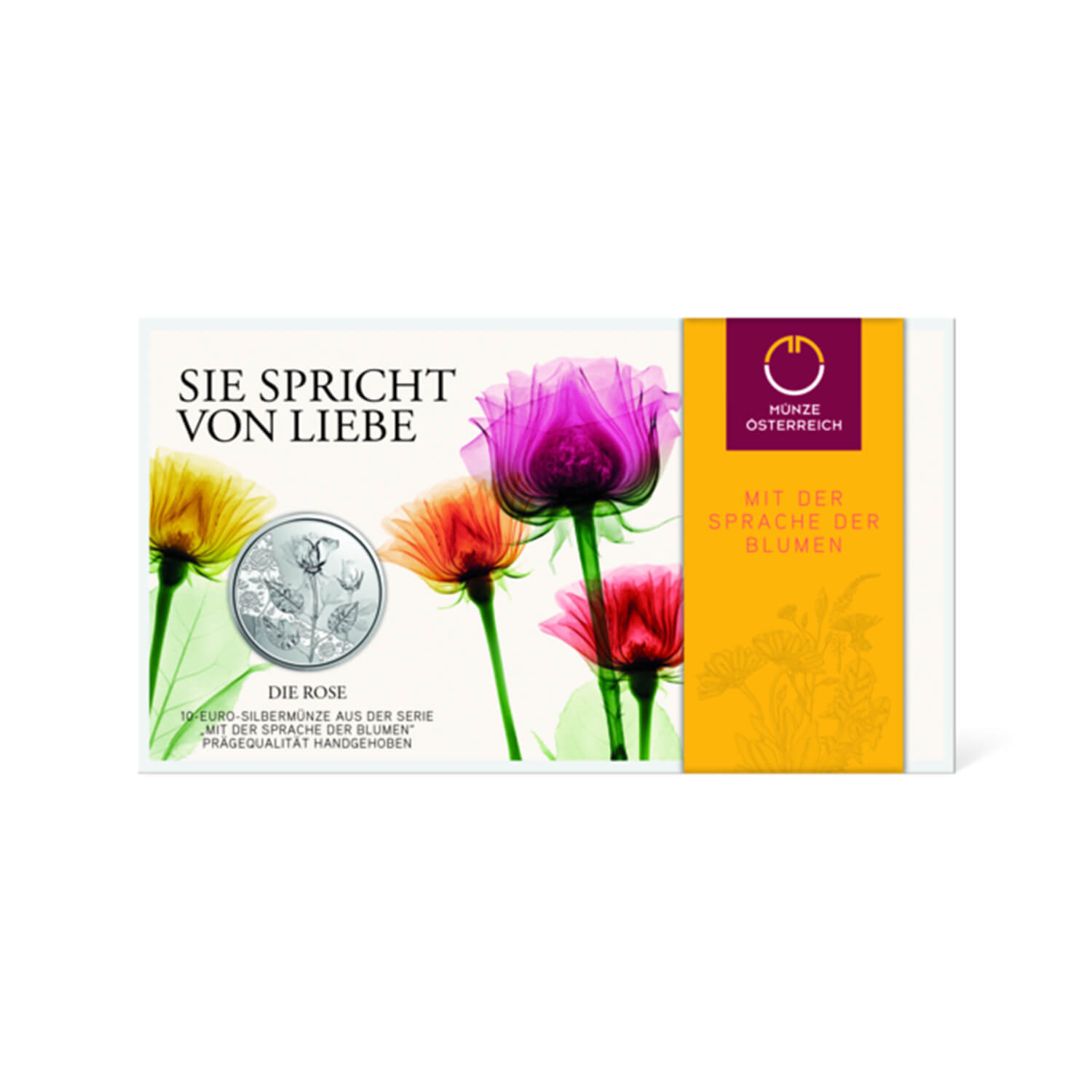 10 Euro Münze "Die Rose" Silber 925 handgehoben