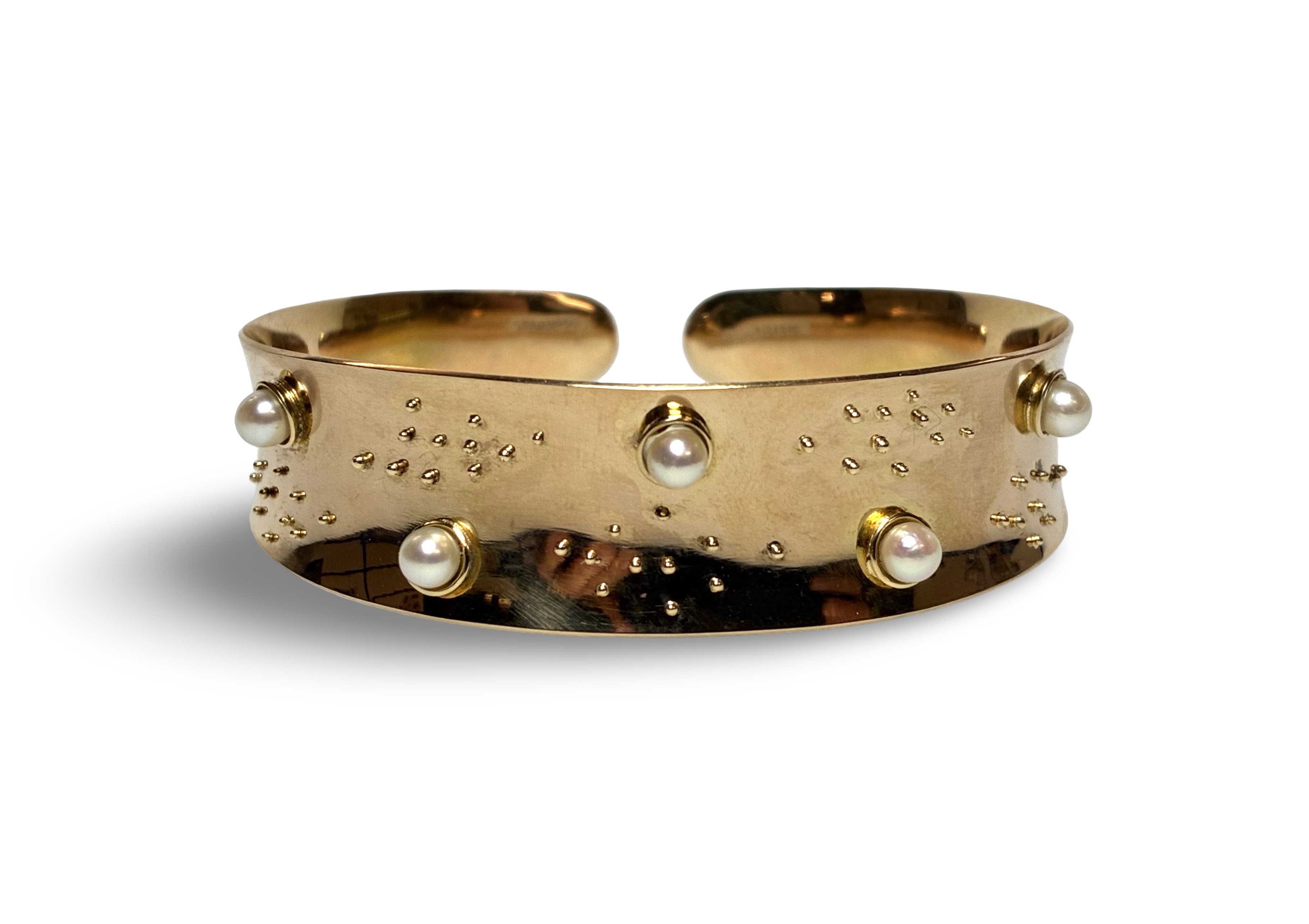Kulturperlen Armreif - Gold 585 - Innenmaß ca. 56 x 49mm - Privatbesitz