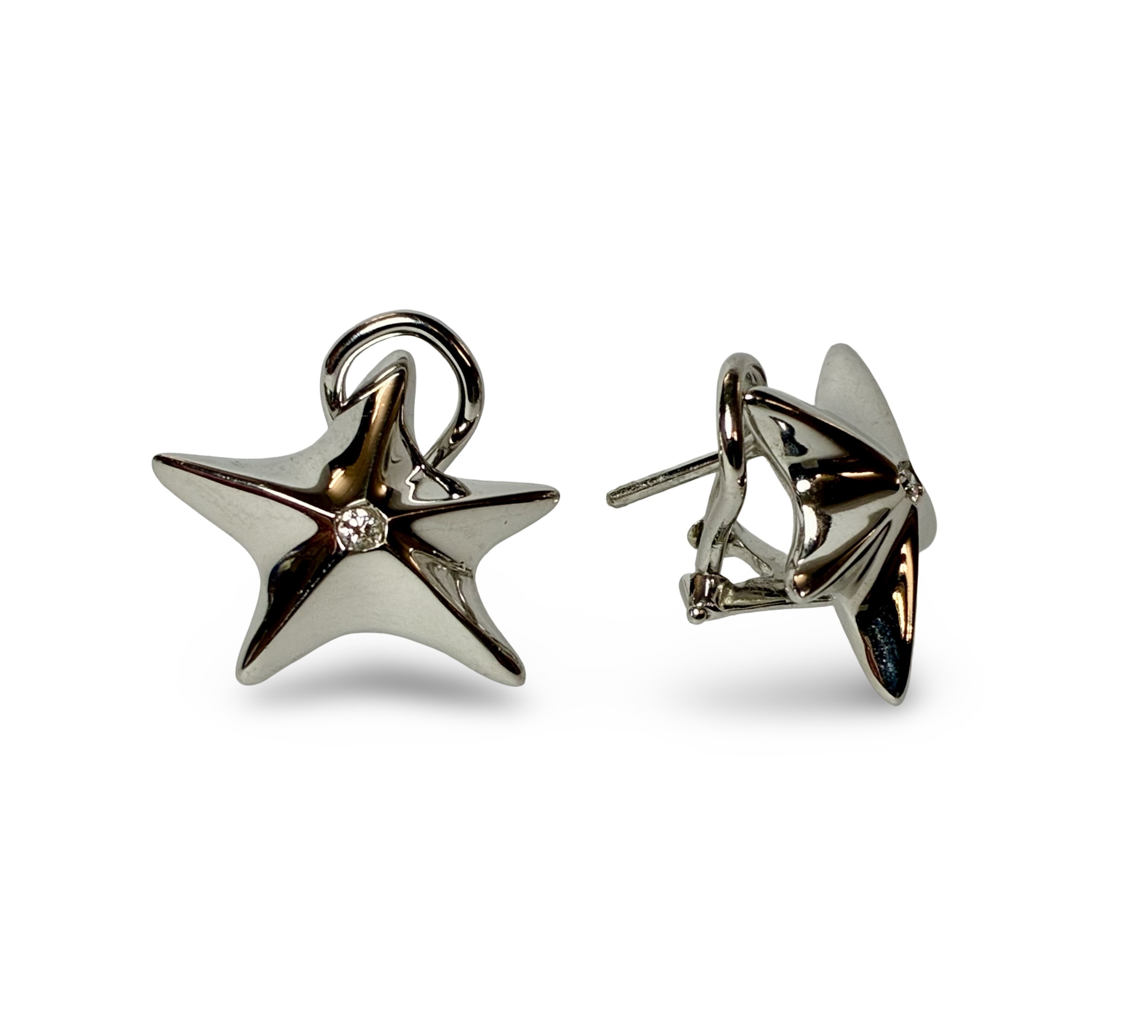 Brillantohrsteckclips "Sterne" - Weißgold 750 - Privatbesitz
