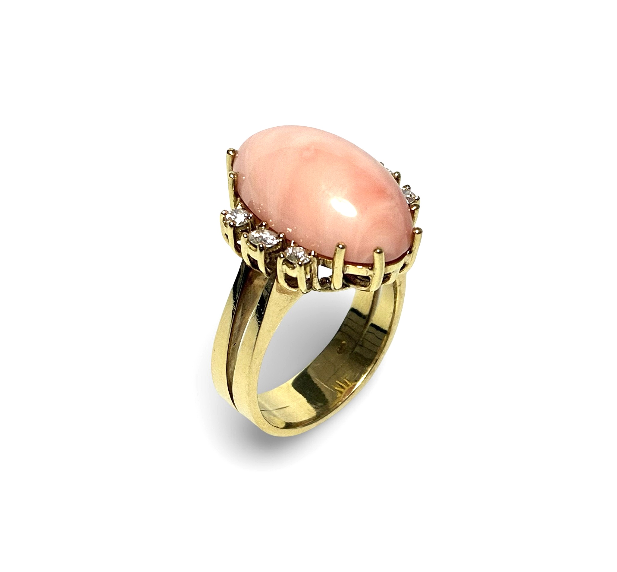 Brillant Korallen Ring - Gold 750 - RW 58 - Privatbesitz