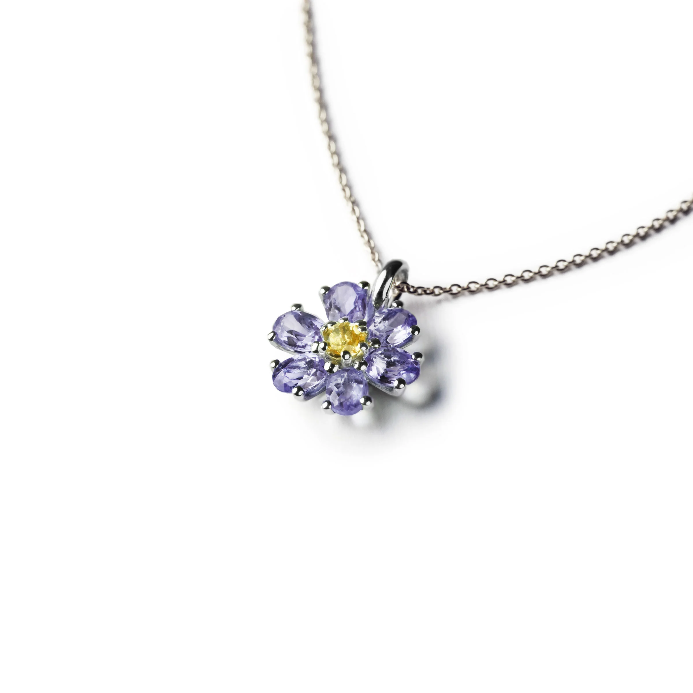 Anhänger KRISTALL BLÜTE Sterlingsilber mit Citrin und Iolith