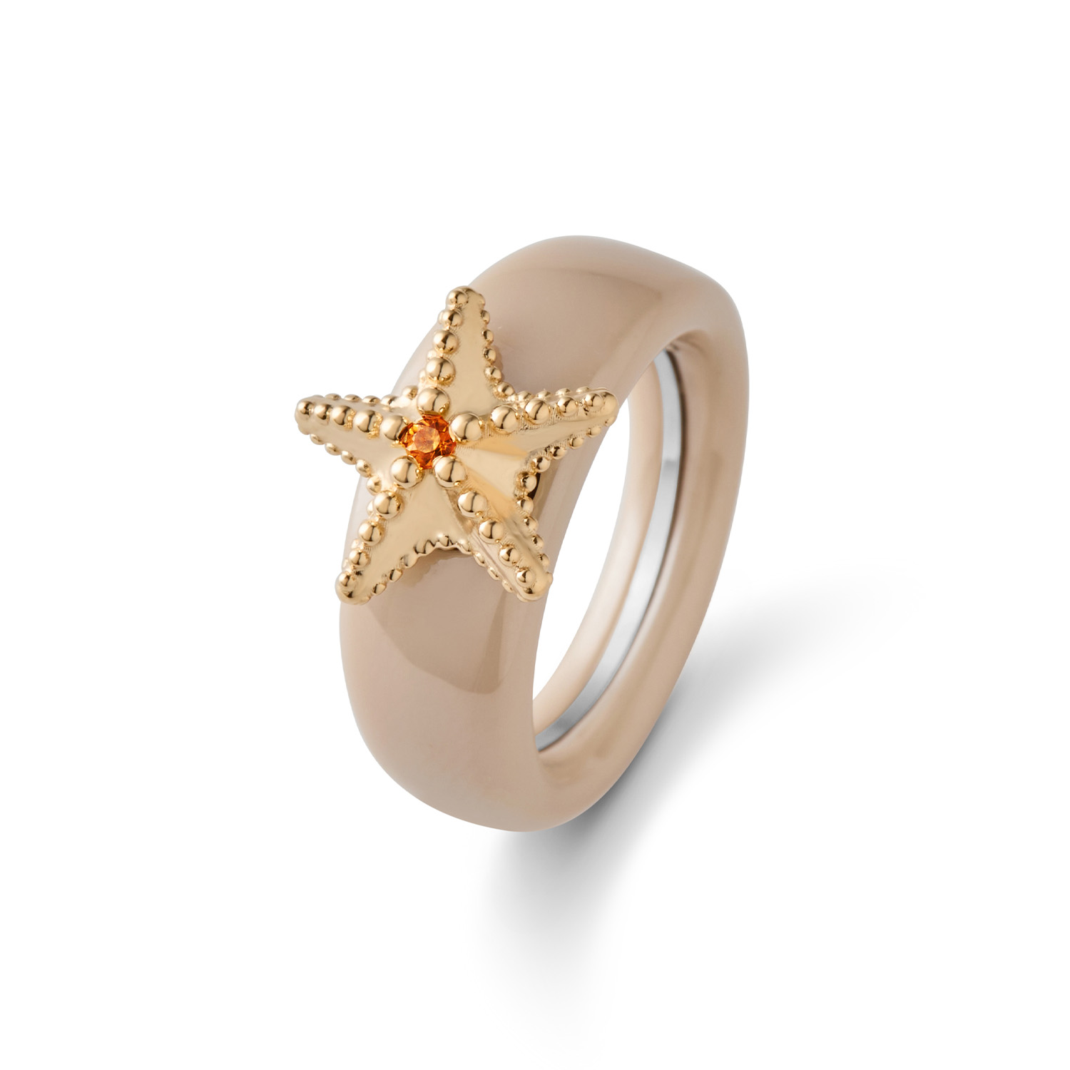 Charlotte Kopf STARFISH Sterlingsilber Gelbgold 585/- vergoldet mit Safir