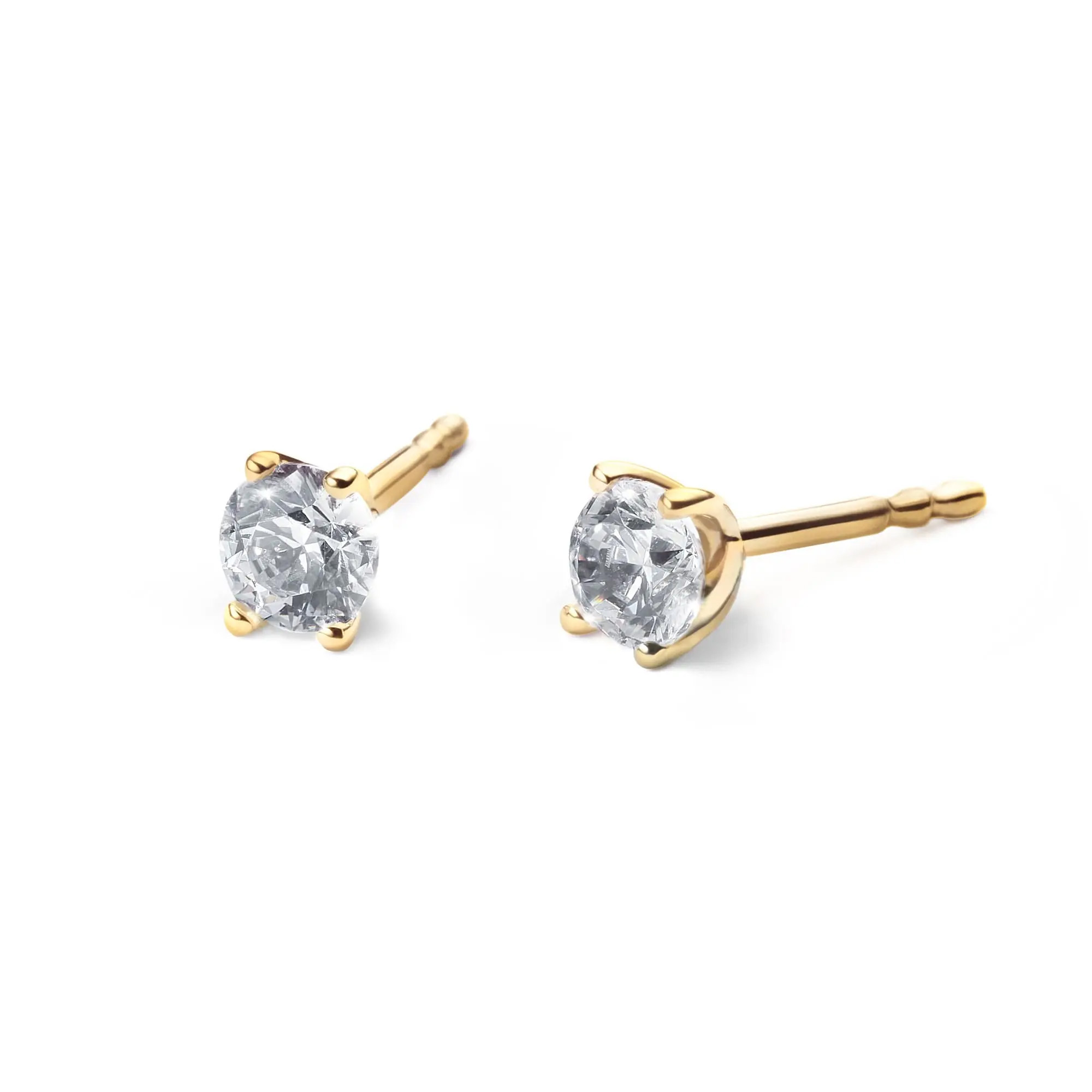 Ohrstecker ily Solitär 4 Krappen Gelbgold 585/- mit Brillanten zus. 0,80ct