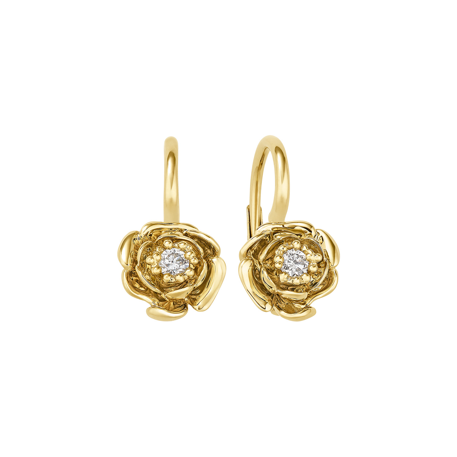 Ohrhänger WILDROSE Gelbgold 585/- mit Brillant und Klappbrisur