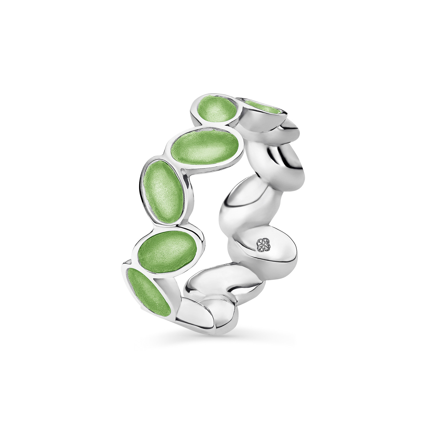 Ring FARBENFROH Sterlingsilber mit Emaille - Hellgrün