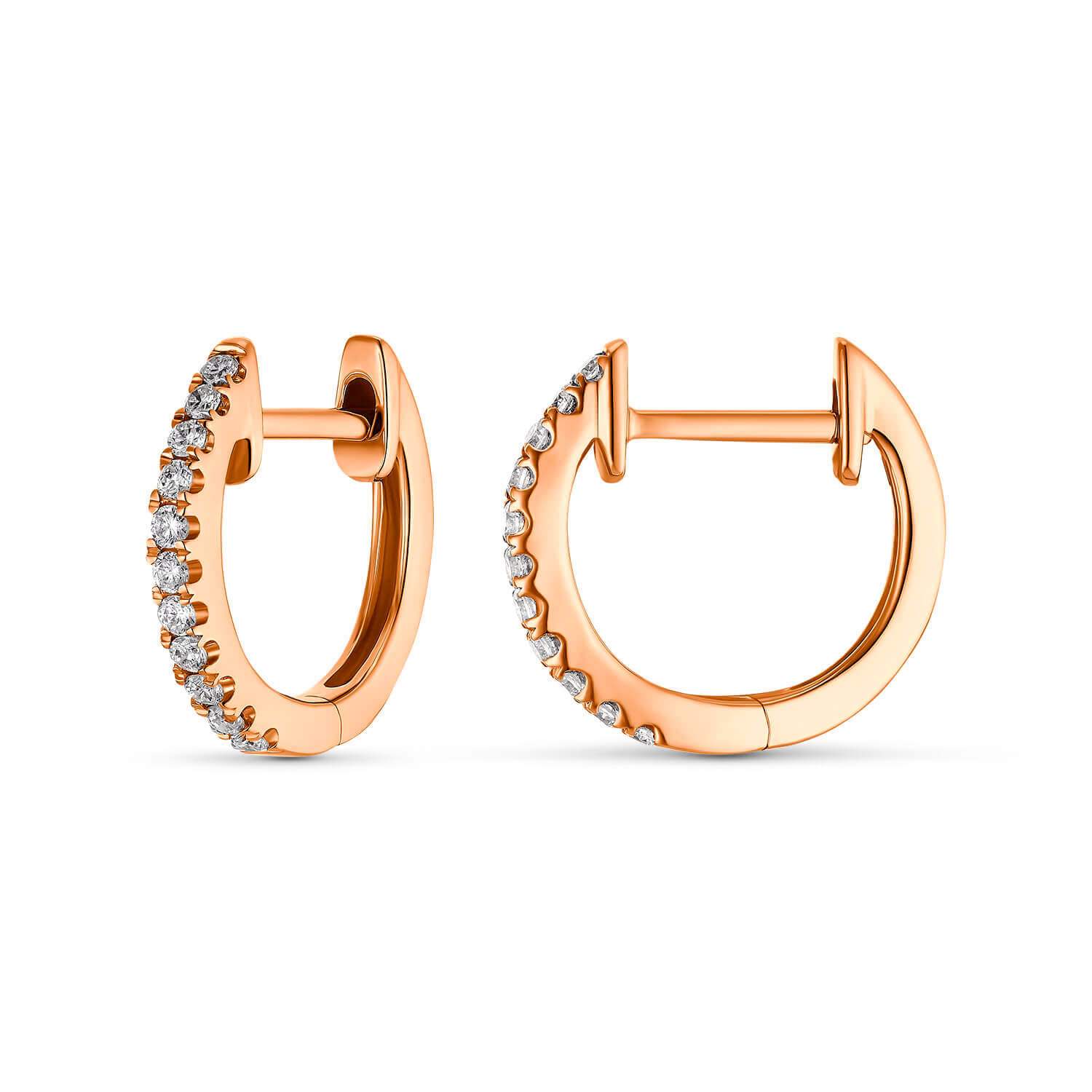 Brillant Mini Creolen "Huggie Hoops" Rosegold 585/-